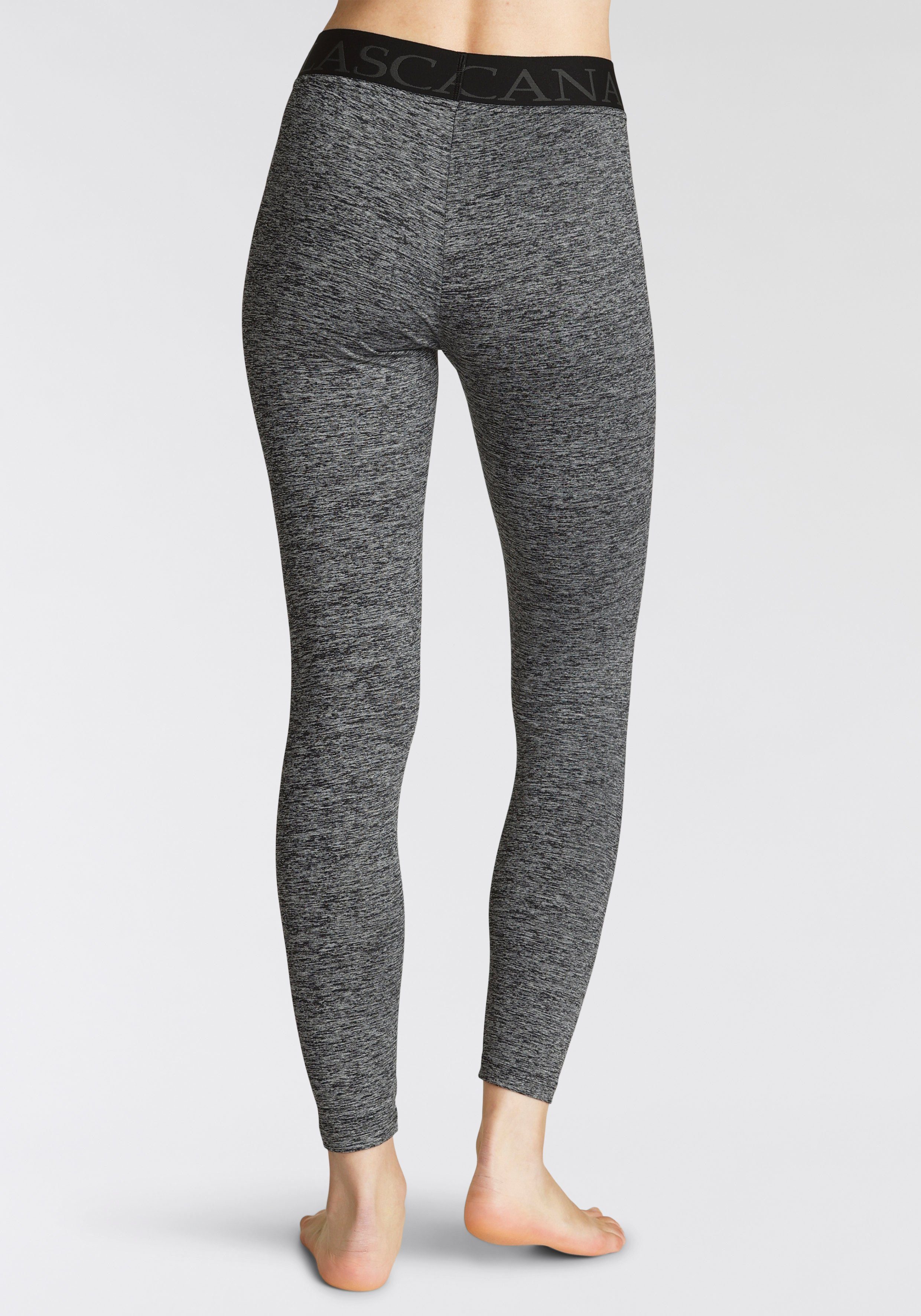 darin und LASCANA elastischem Schriftzug mit Bund eingewebtem ACTIVE Leggings meliert,