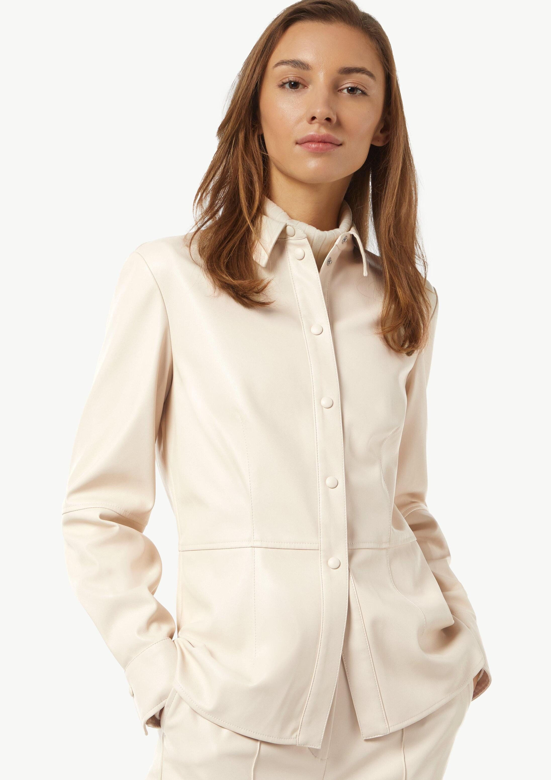 comma Hemdjacke Indoor-Jacke Bluse in Lederoptik