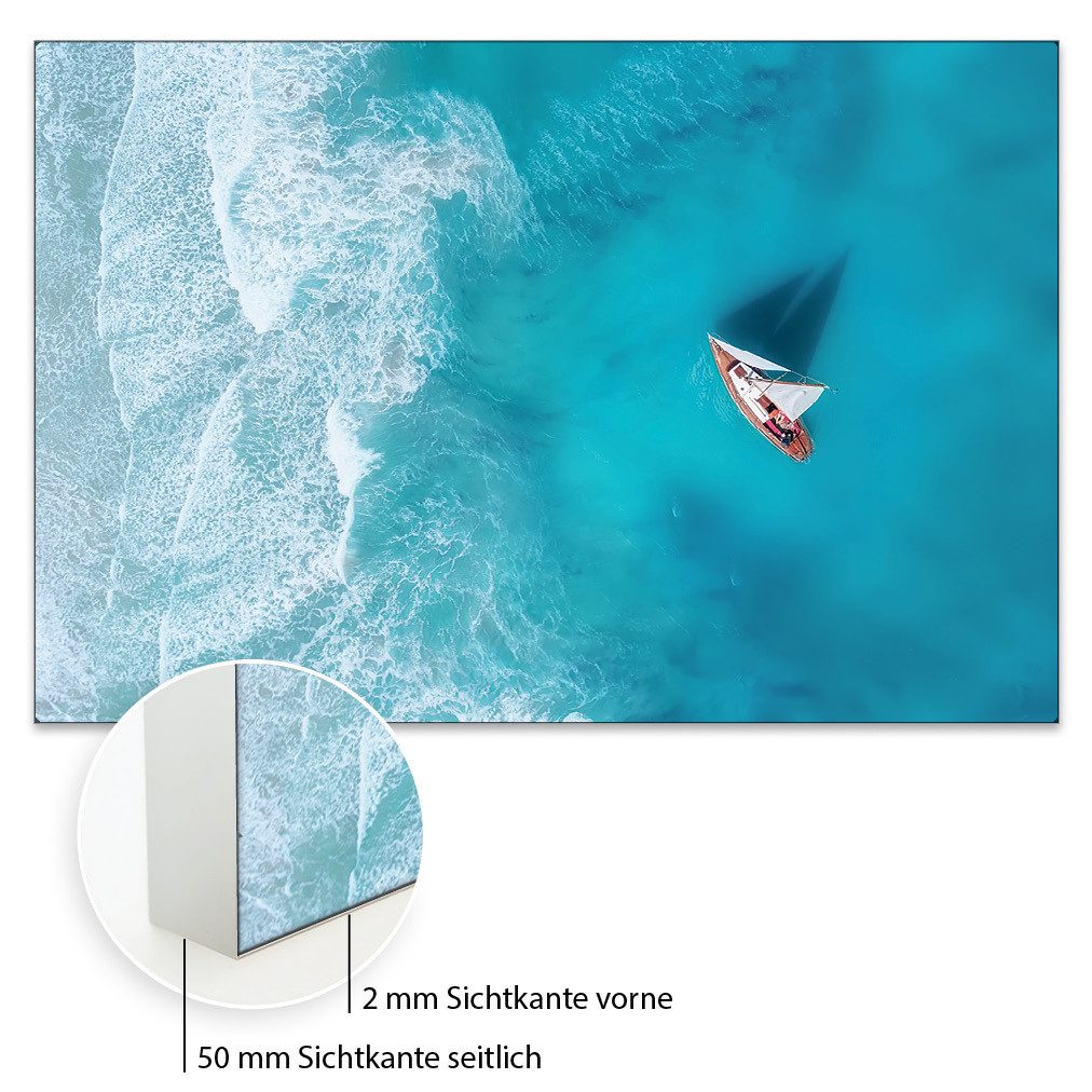Akustikbild-Manufaktur Bild mit Rahmen Akustikbild "Vor Anker" - Schallschutz mit sommerlichem Design, Schallschutzbild mit sehr guten Schallabsorptions-Eigenschaften