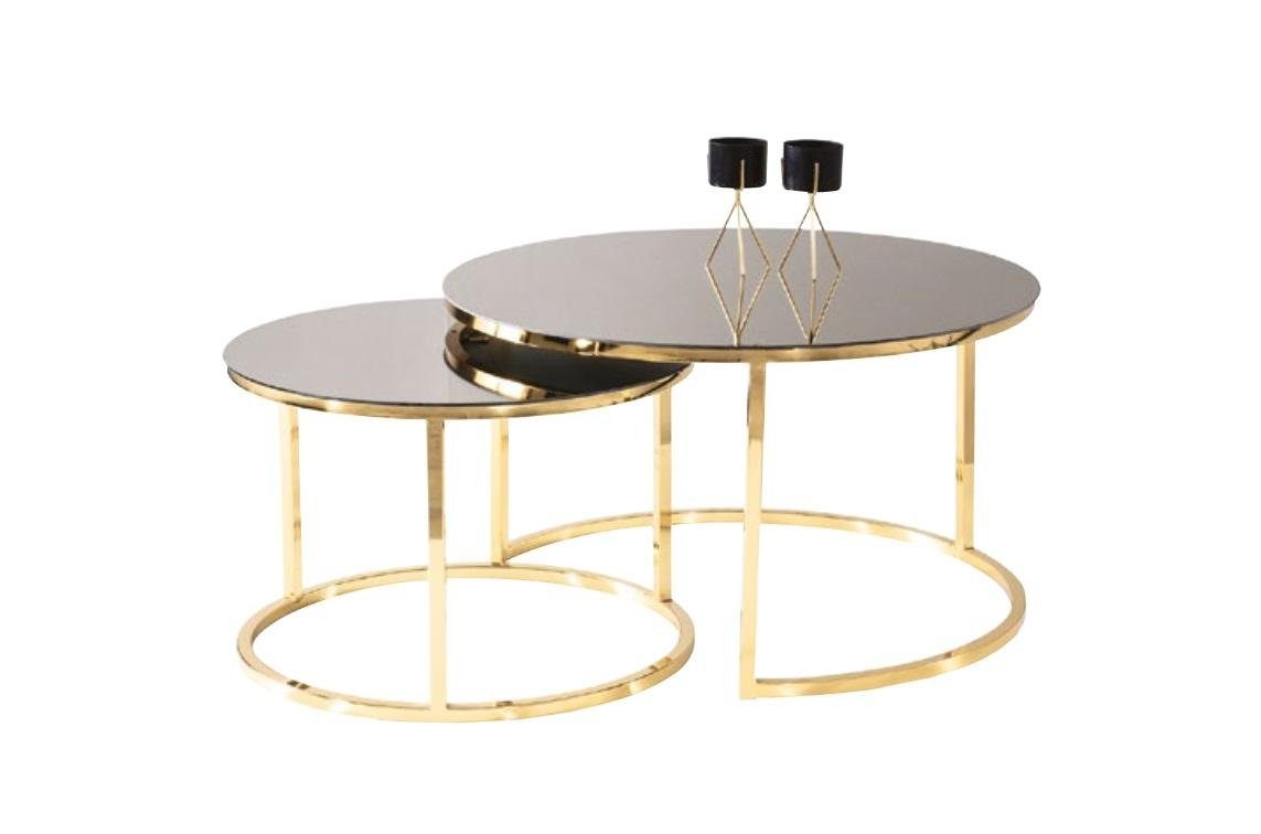 JVmoebel Gold in Beisteltisch Set Luxus Europe Made Wohnzimmer (2-St., Couchtisch Couchtisch Kaffeetisch Design Couchtische),