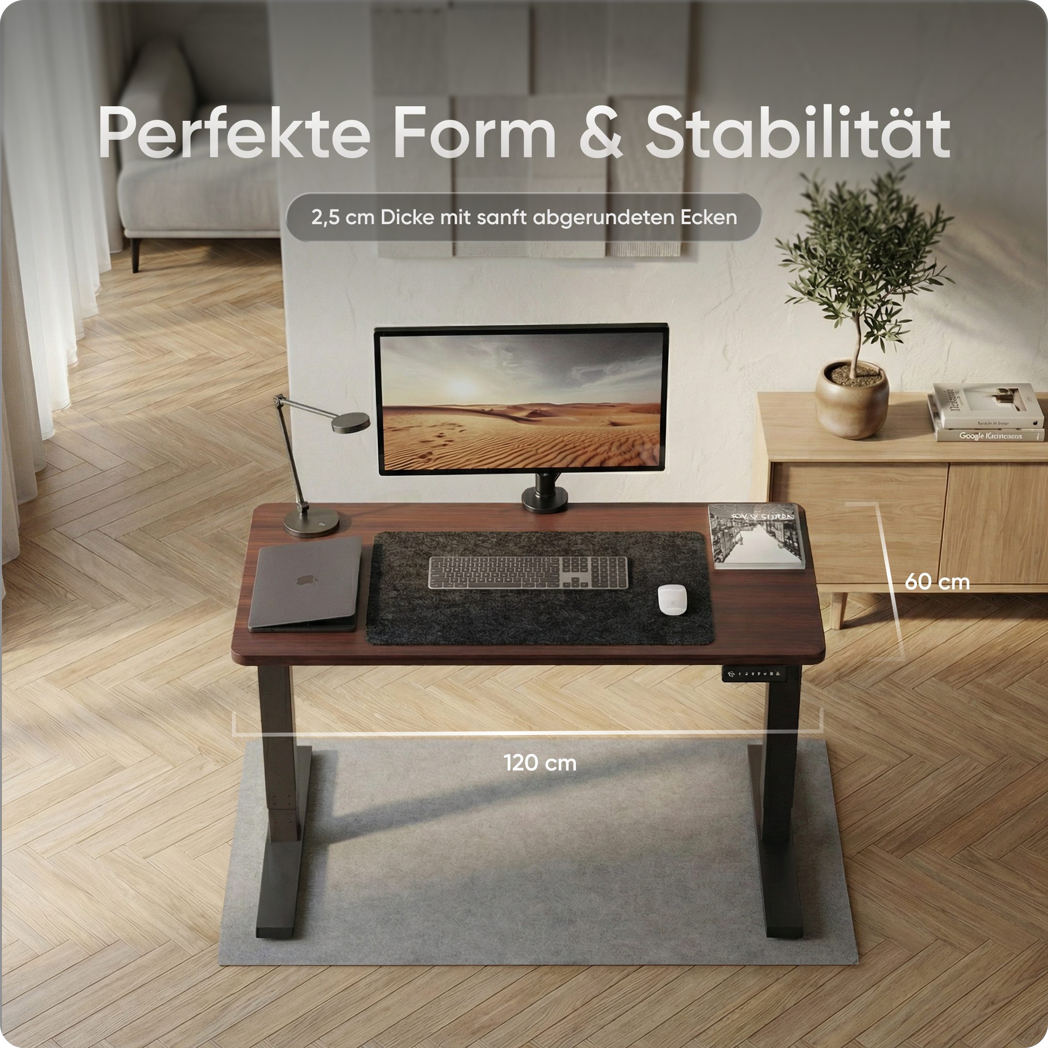 DESKSPACE Tischplatte Massive Tischplatte 25 mm – robust, wasserfest, pflegeleicht, 25 mm dick, melaminbeschichtet, wasserfest und montagefreundlich
