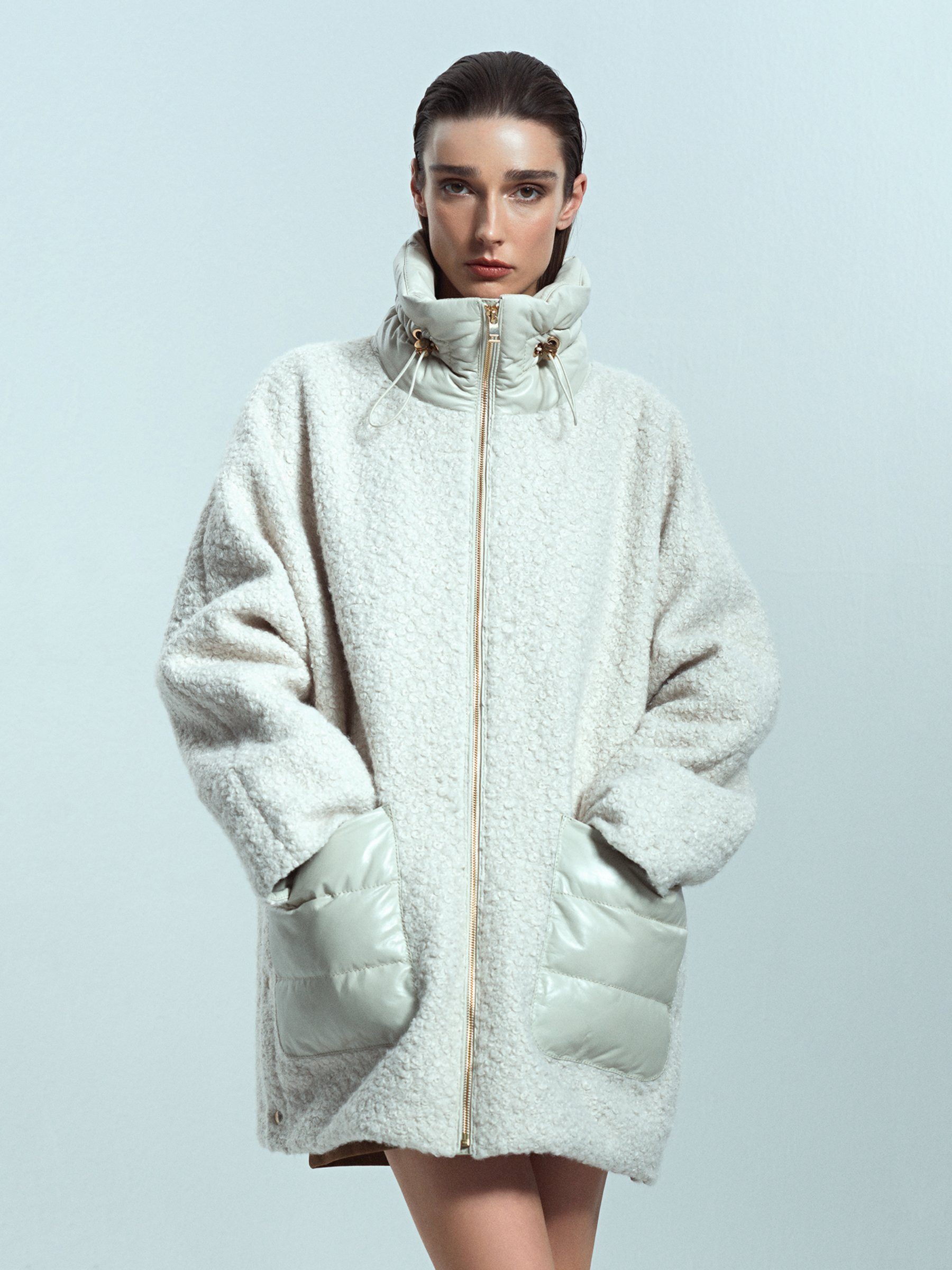 Derimod Lederjacke Boston Teddy-Mantel