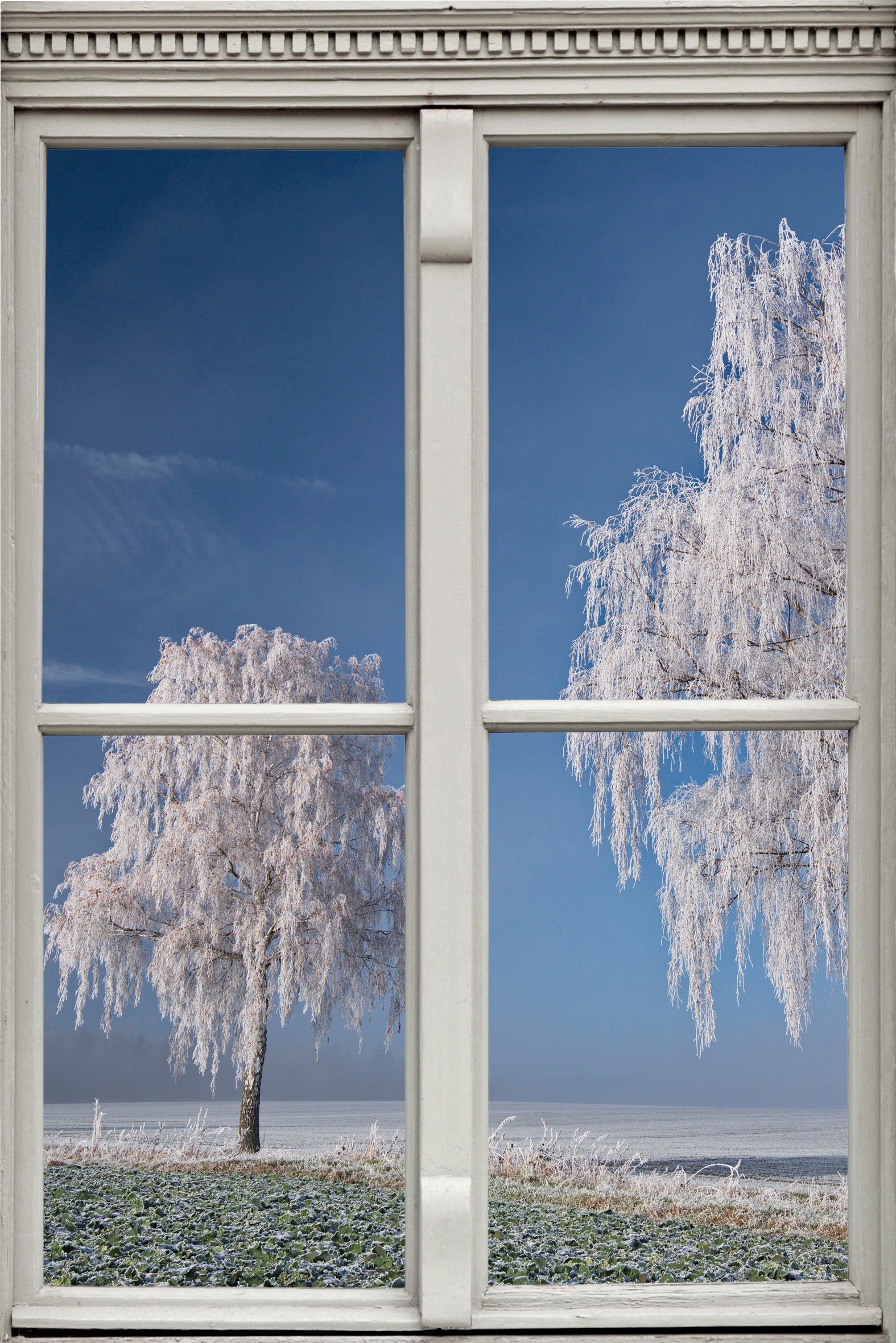 queence Wandsticker Bäume, Wandsticker, Wandbild, selbstklebend, 3D, Fenster