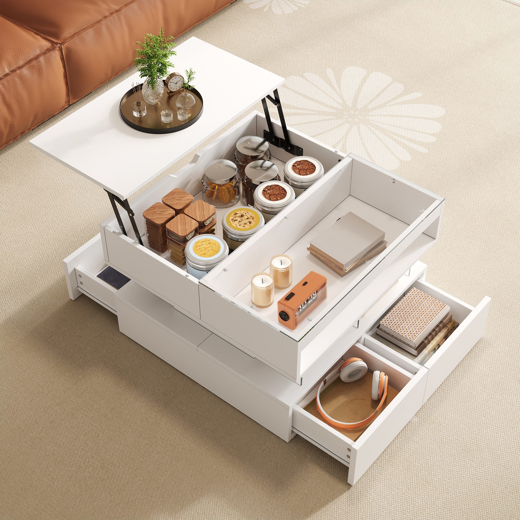 OKWISH Couchtisch mit 16-farbiger Beleuchtung (Wohnzimmertisch, Sofatisch, günstig online kaufen