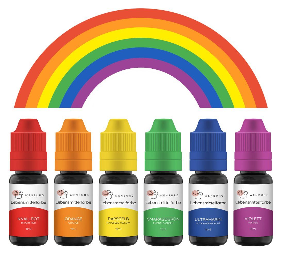 Lebensmittelfarbstoff Lebensmittelfarbe - Regenbogenfarbe 6 x 11 ml - hochkonzentriert