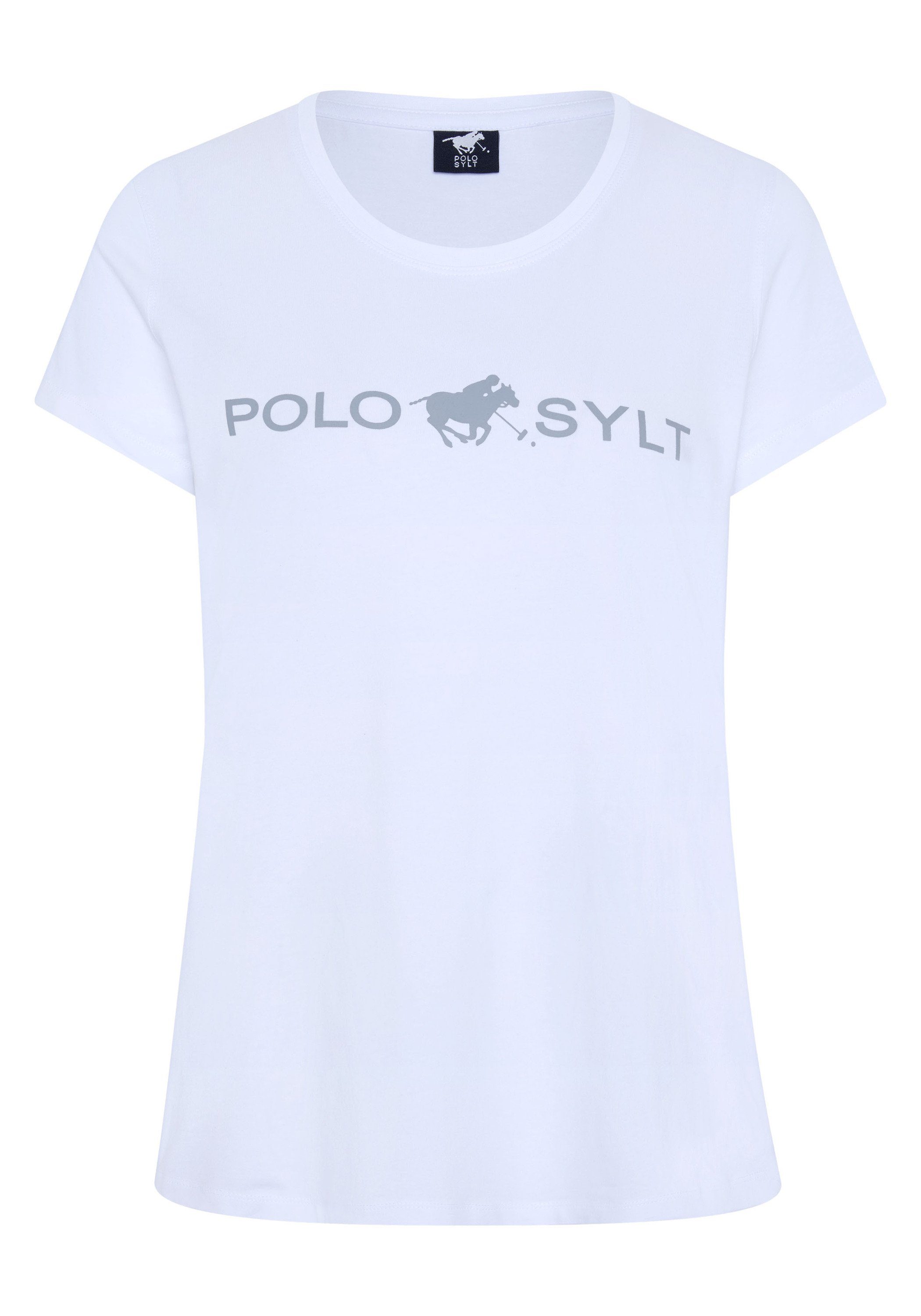 Polo Sylt Langarmshirt mit Labelprint 11-0601 Bright White