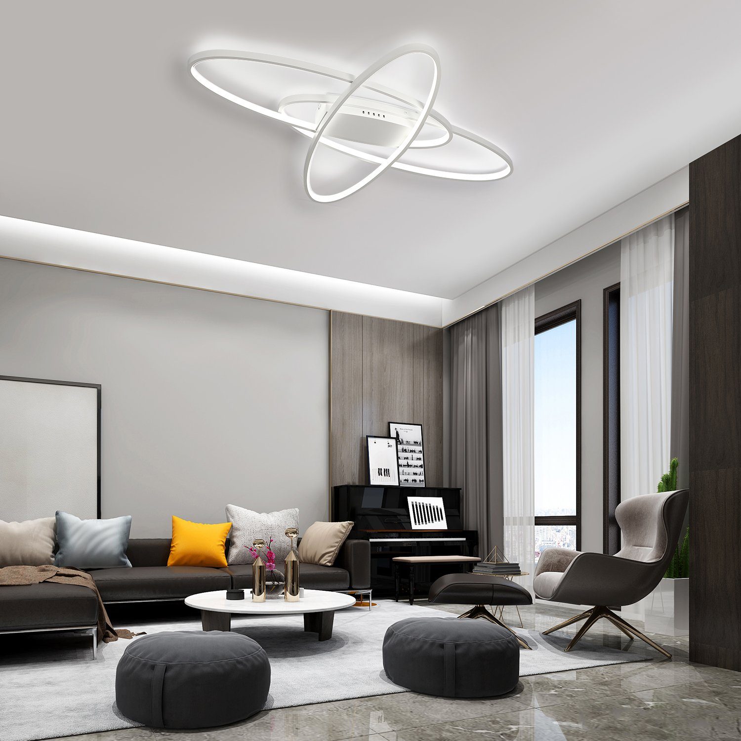 ZMH LED Deckenleuchte LED Dimmbar integriert Wohnzimmerlampe, fest weiß Deckenleuchte LED Modern