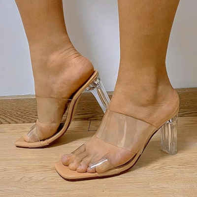 UE Stock Damen Sandale mit offenem Zehenbereich durchsichtiger Absatz Gr. 41 Sandale für ein modisches Auftreten