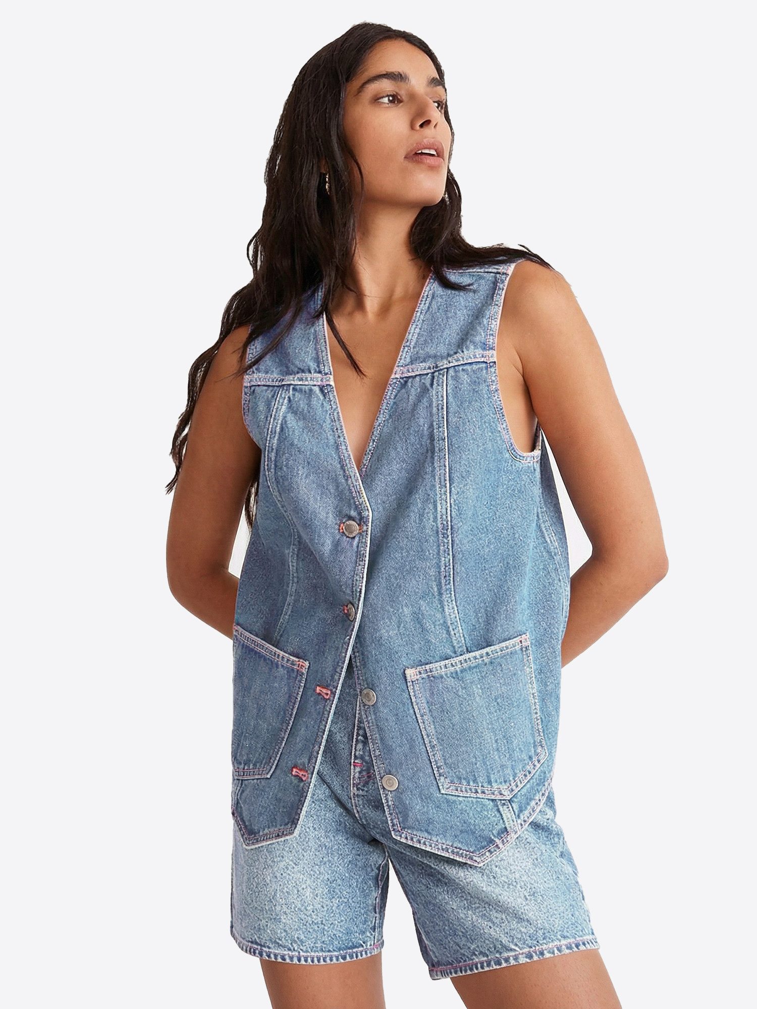 Imily Bela Jeansweste Damen Ärmellose Jeansjacke mit Knopfleiste (Packung, günstig online kaufen
