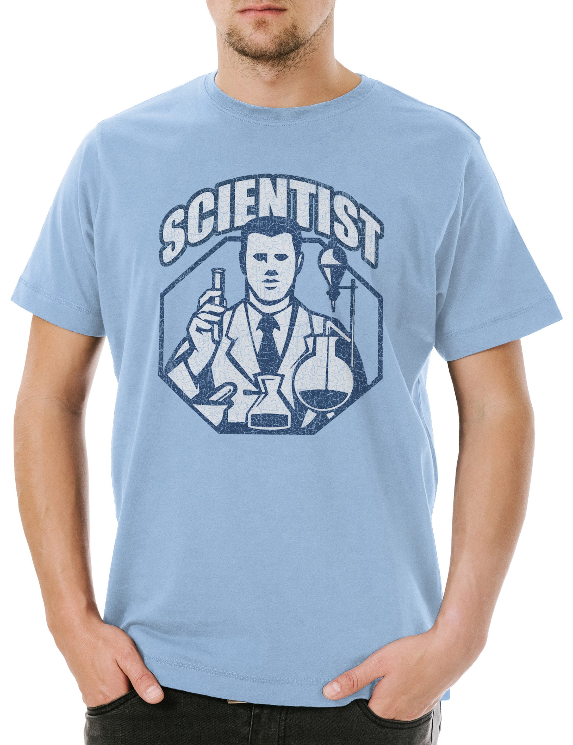 Print-Shirt Urban Backwoods Scientist III Herren T-Shirt Hellblau Größe XS