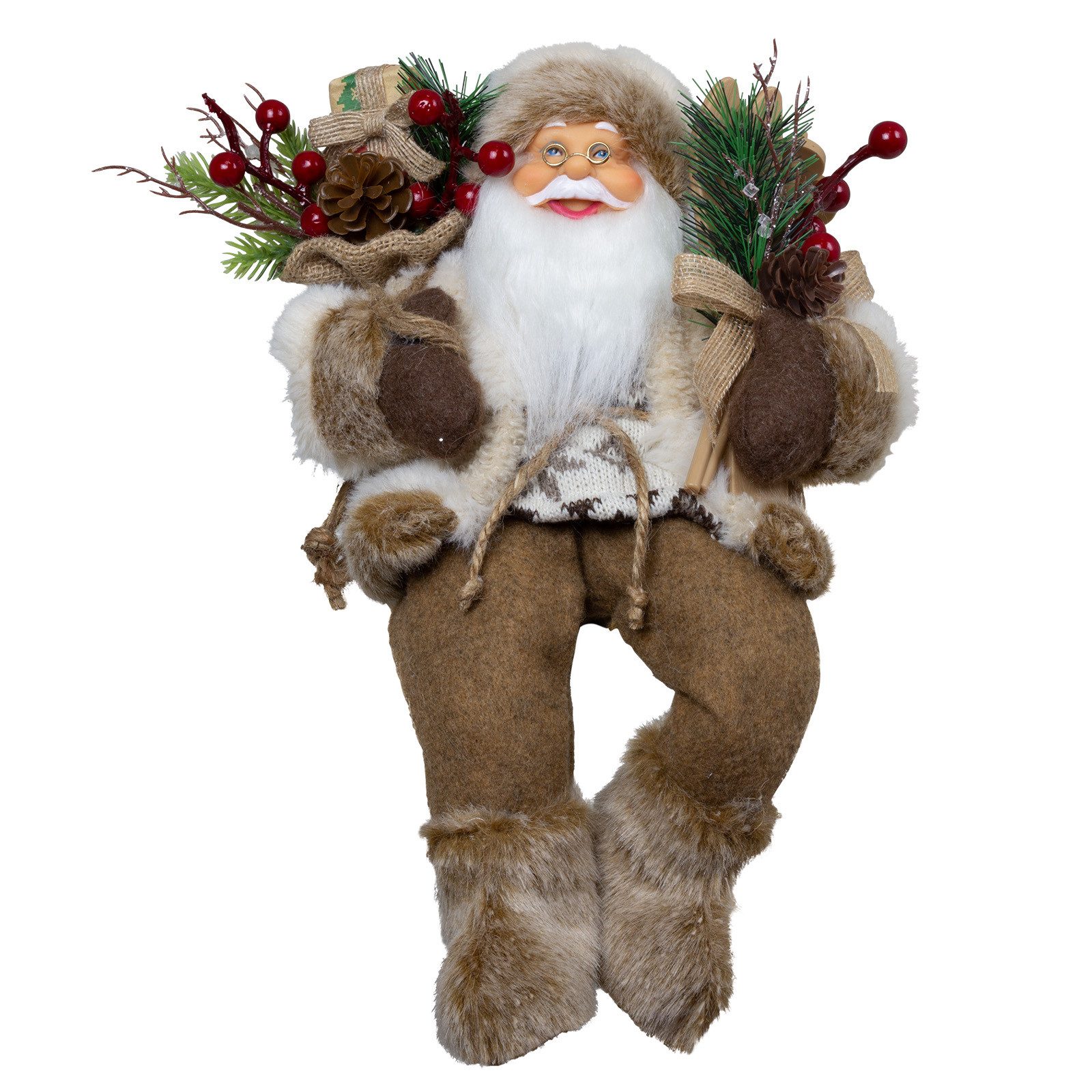 Christmas Paradise Weihnachtsmann Kantenhocker 30 cm (Santa, 1 St., sitzend), in braun-beige