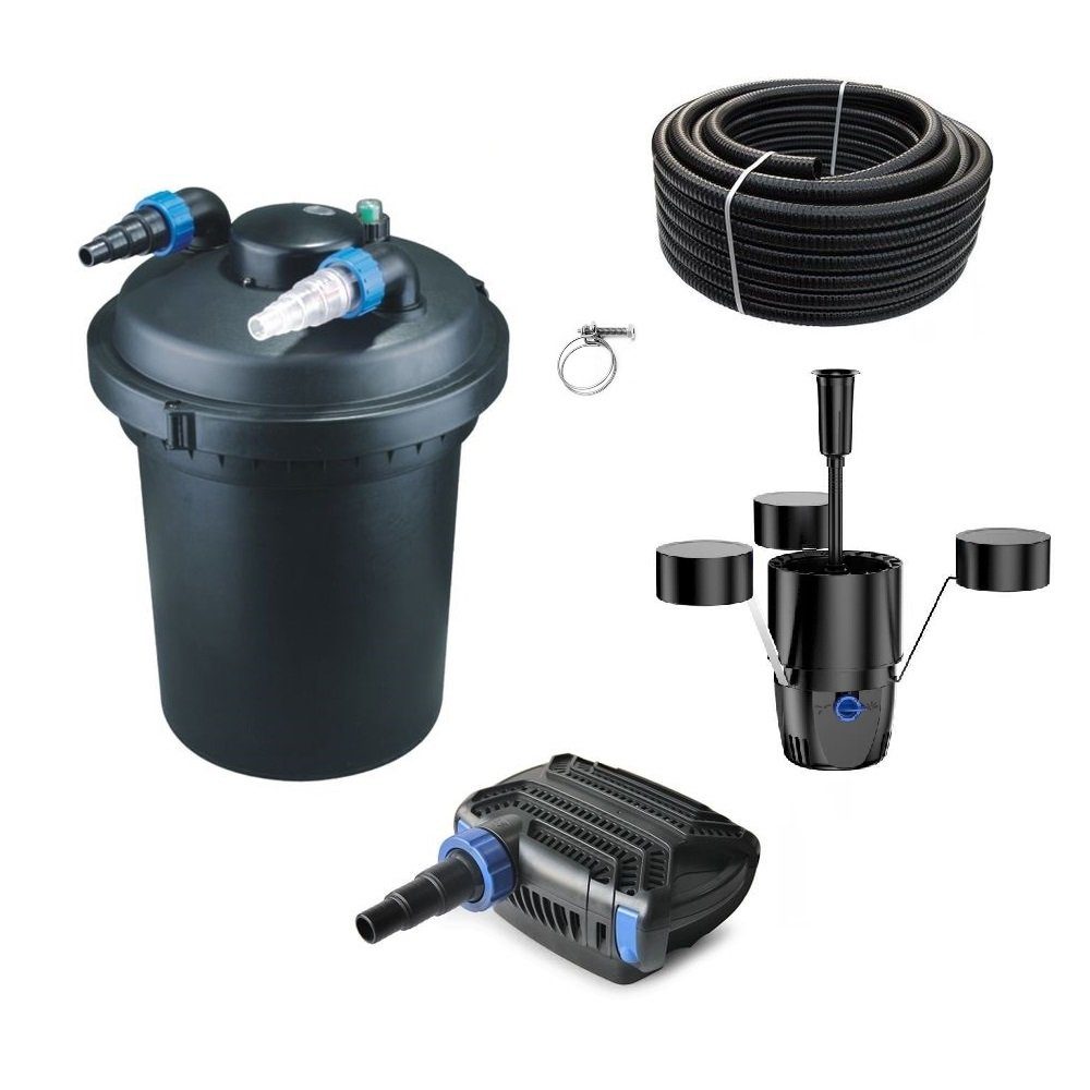 Aquaone Teichfilter AquaOne Teich Filteranlage Set Nr.13 CPF 380  Druckfilter 20W Eco Teichpumpe Teichgröße bis 12000l Teichschlauch Bachlauf  UV Lampe