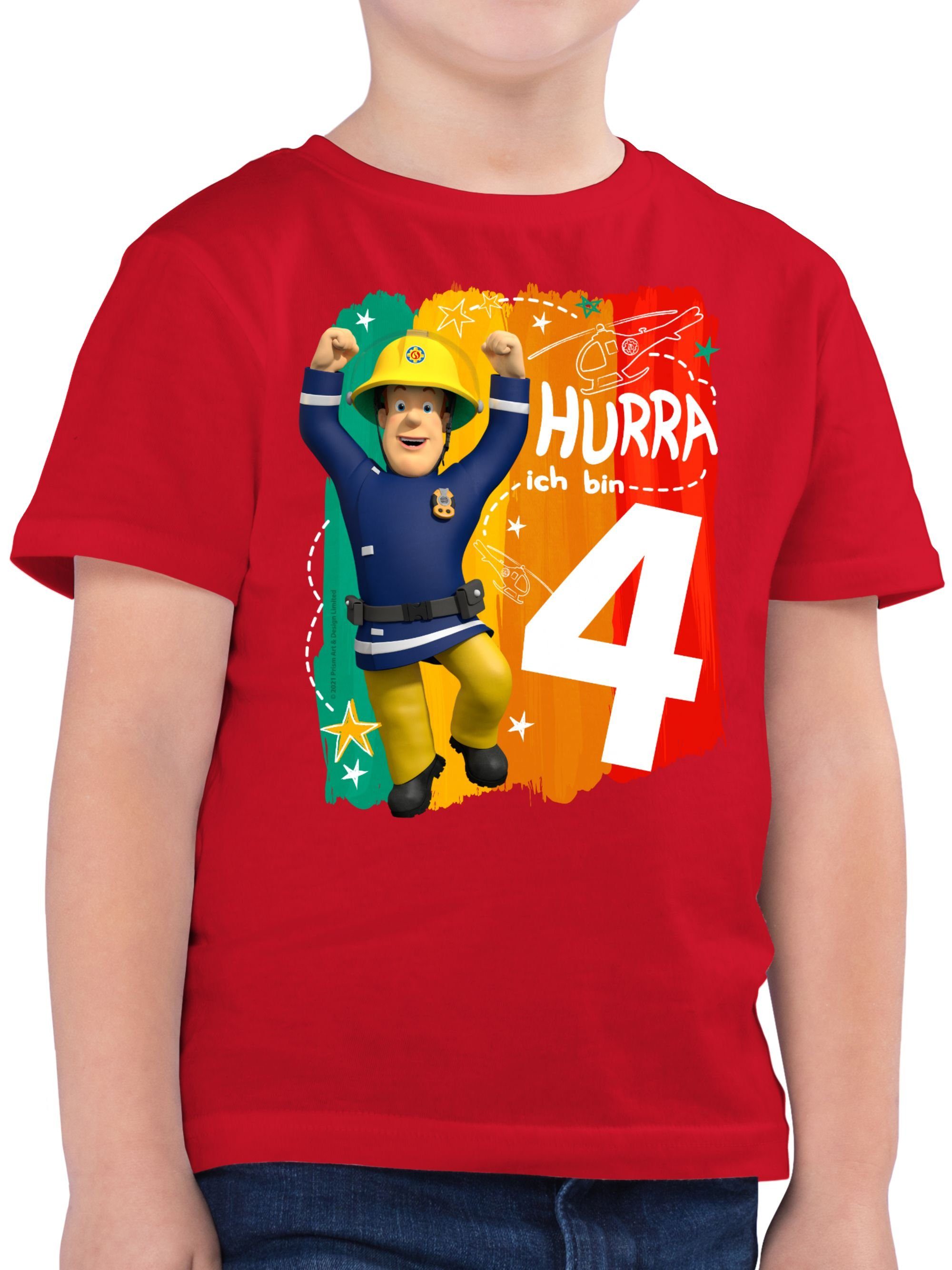 Shirtracer T-Shirt Hurra ich bin Vier - Sam (1-tlg) Feuerwehrmann Sam Jungen