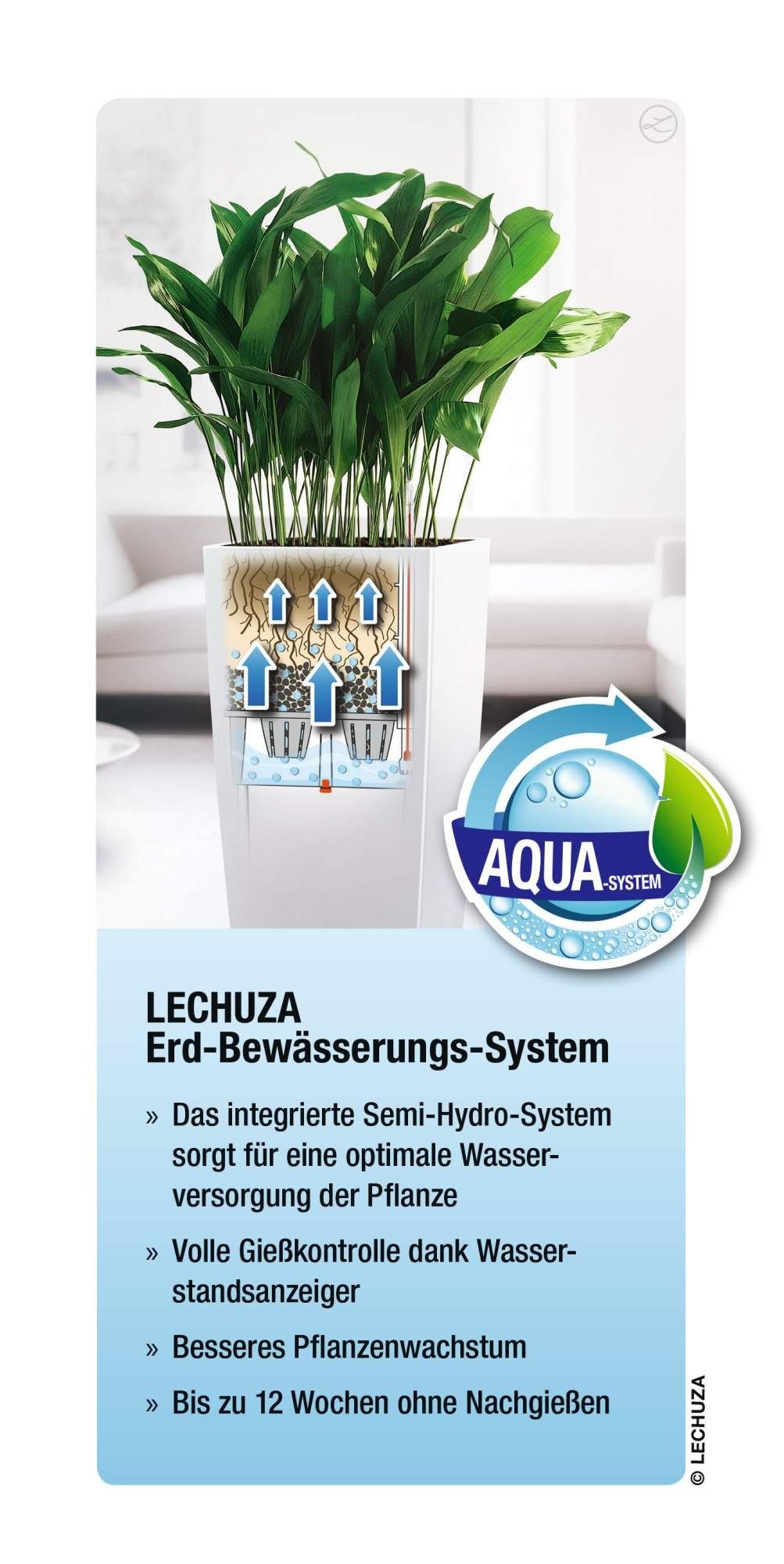 Lechuza® (1 Cubico hochglanz, weiß Pflanzkübel Komplettset - 40 St)