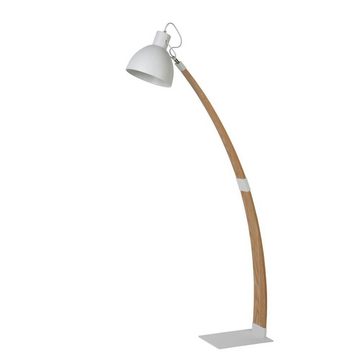 click-licht Stehlampe Stehleuchte Curf aus Holz und Metall in natur und weiß, E27, keine Angabe, Leuchtmittel enthalten: Nein, warmweiss, Stehlampe, Standlampe