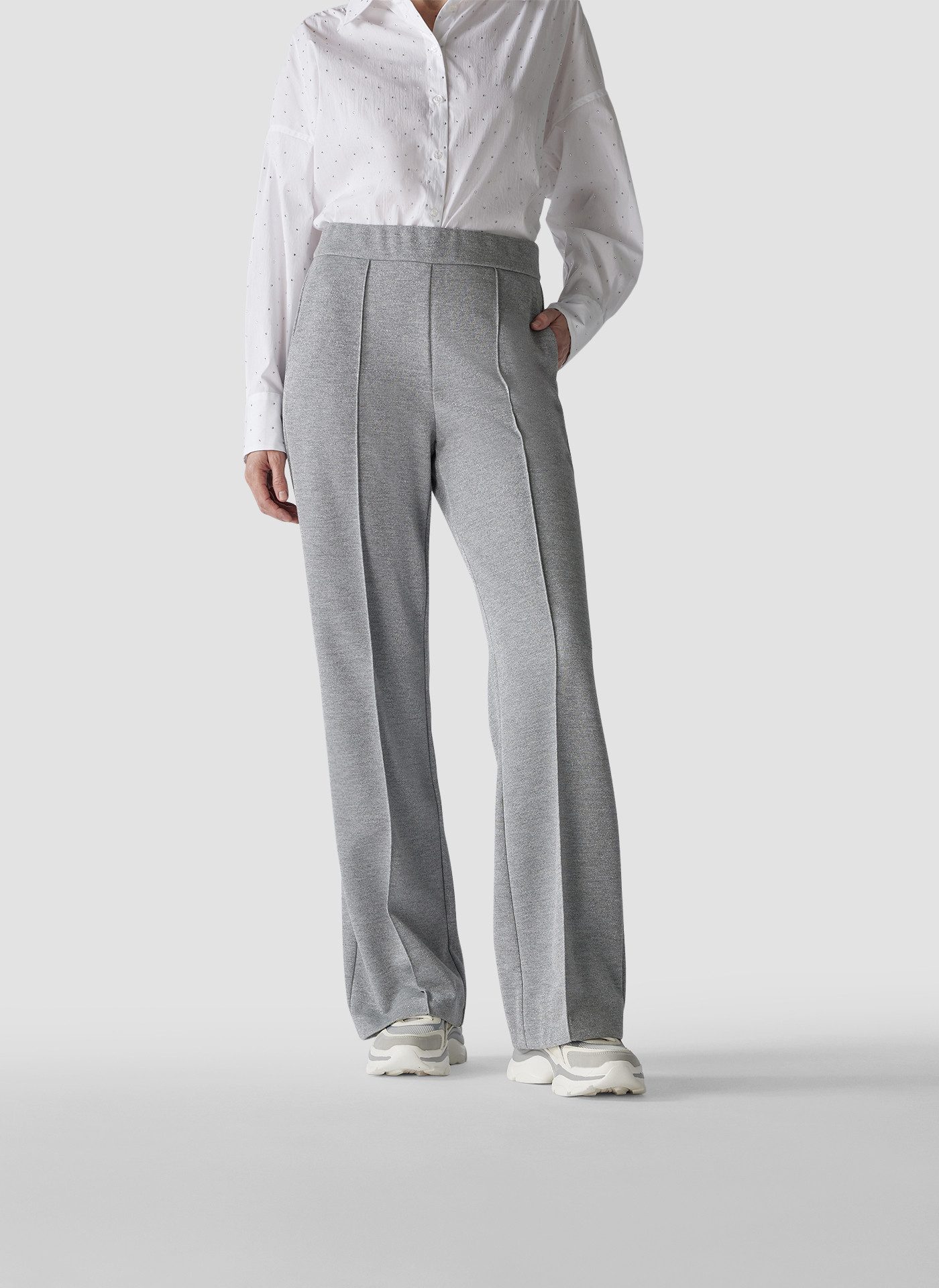 Jerseyhose LeComte Elegante Hose in Grau mit Bügelfalte