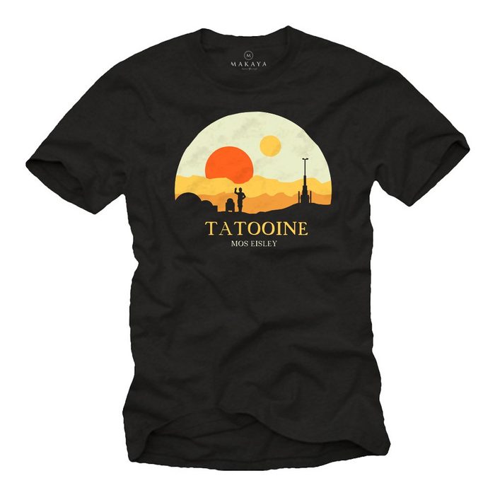 MAKAYA T-Shirt Herren Mos Eisley R2 Tatooine Star Motiv Sterne