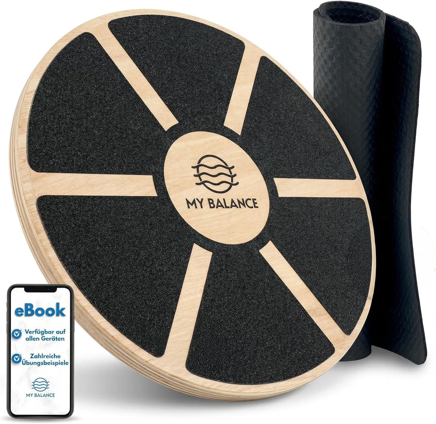 My Balance Balanceboard Balanceboard Balance Board mit Antirutschmatte inkl. E-Book