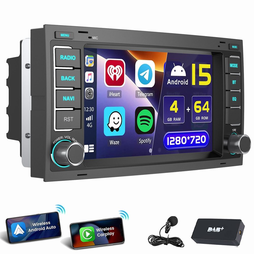 ESSGOO Für VW T5 Multivan Transporter Touareg Autoradio Android 15 Autoradio (RDS, Digitalradio (DAB), FM)