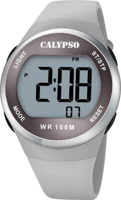 CALYPSO WATCHES Digitaluhr »Calypso Herren Jugend Uhr Digital«, (Armbanduhr), Herren, Jugend Armbanduhr rund, Kunststoffarmband grau, Outdoor