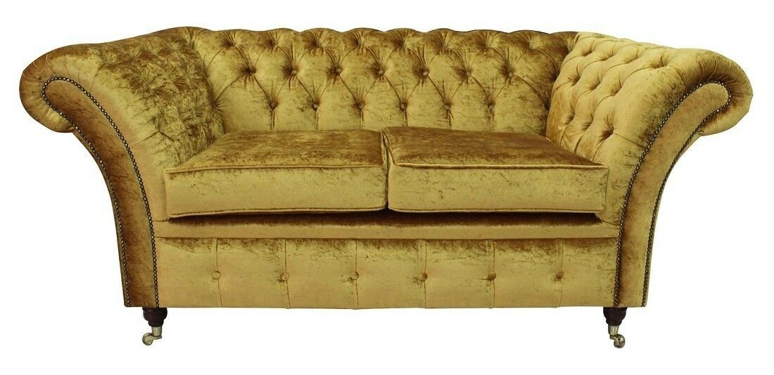 JVmoebel 2-Sitzer Chesterfield Design Luxus Polster Sofa Couch Sitz Textil Neu #232, Gelbe Chesterfield Design Luxus Polster Sofa Couch Sitz Garnitur