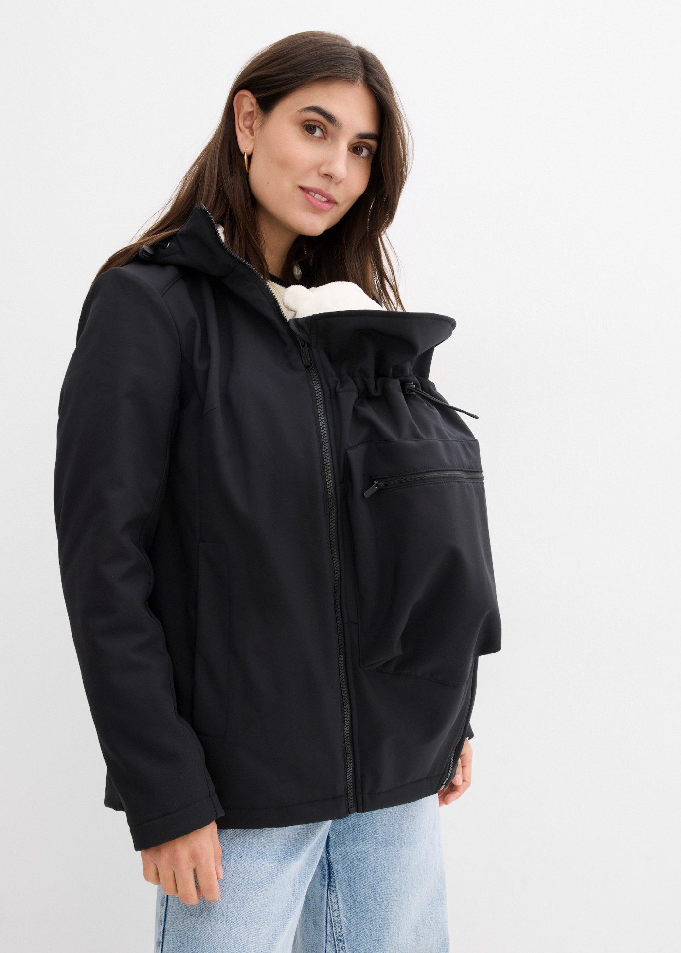 bonprix Umstandsjacke mit zwei Einsätzen für Schwangerschaft und Babytragen, Loose Fit