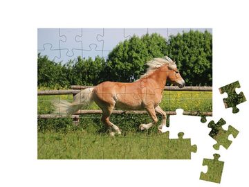 puzzleYOU Puzzle Wunderschönes Haflingerpferd auf der Koppel, 48 Puzzleteile, puzzleYOU-Kollektionen Pferde, 100 Teile, 200 Teile, Haflinger Pferde