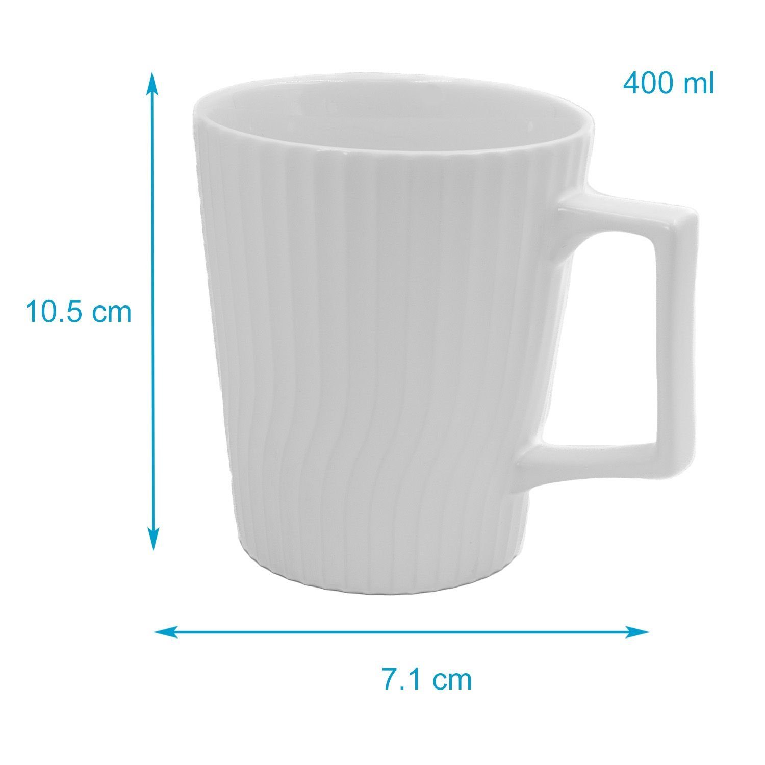 Intirilife Tasse, Keramik, in 7.1 9.4 x Weiß 10.5 Kaffee Füllmenge Tasse cm - / 12.5 x mit ml 400