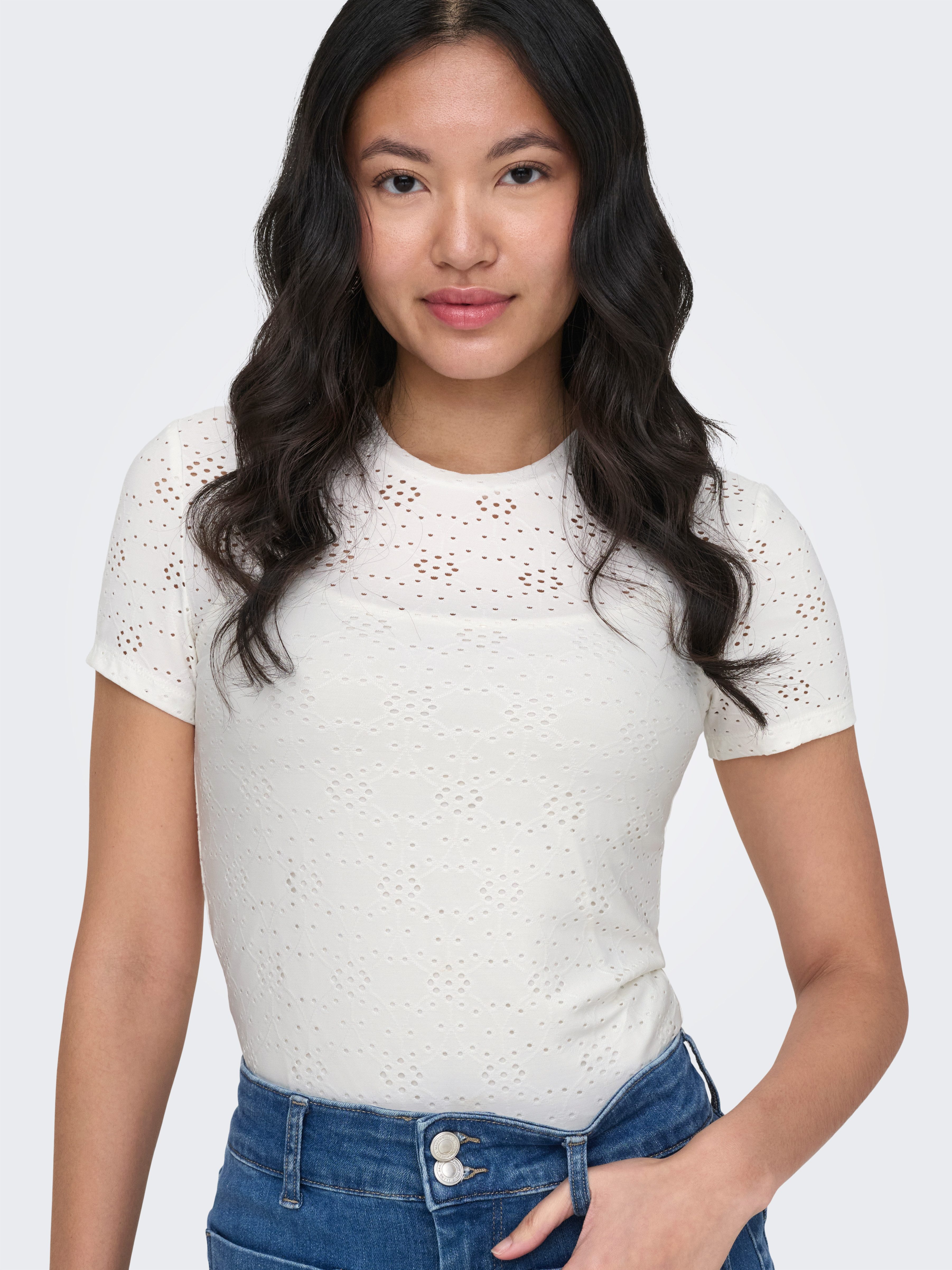 ONLY T-Shirt ONLSMILLA NEW S/S TOP JRS Materialmix, slim fit, Rundhals – Bild 2 von 5