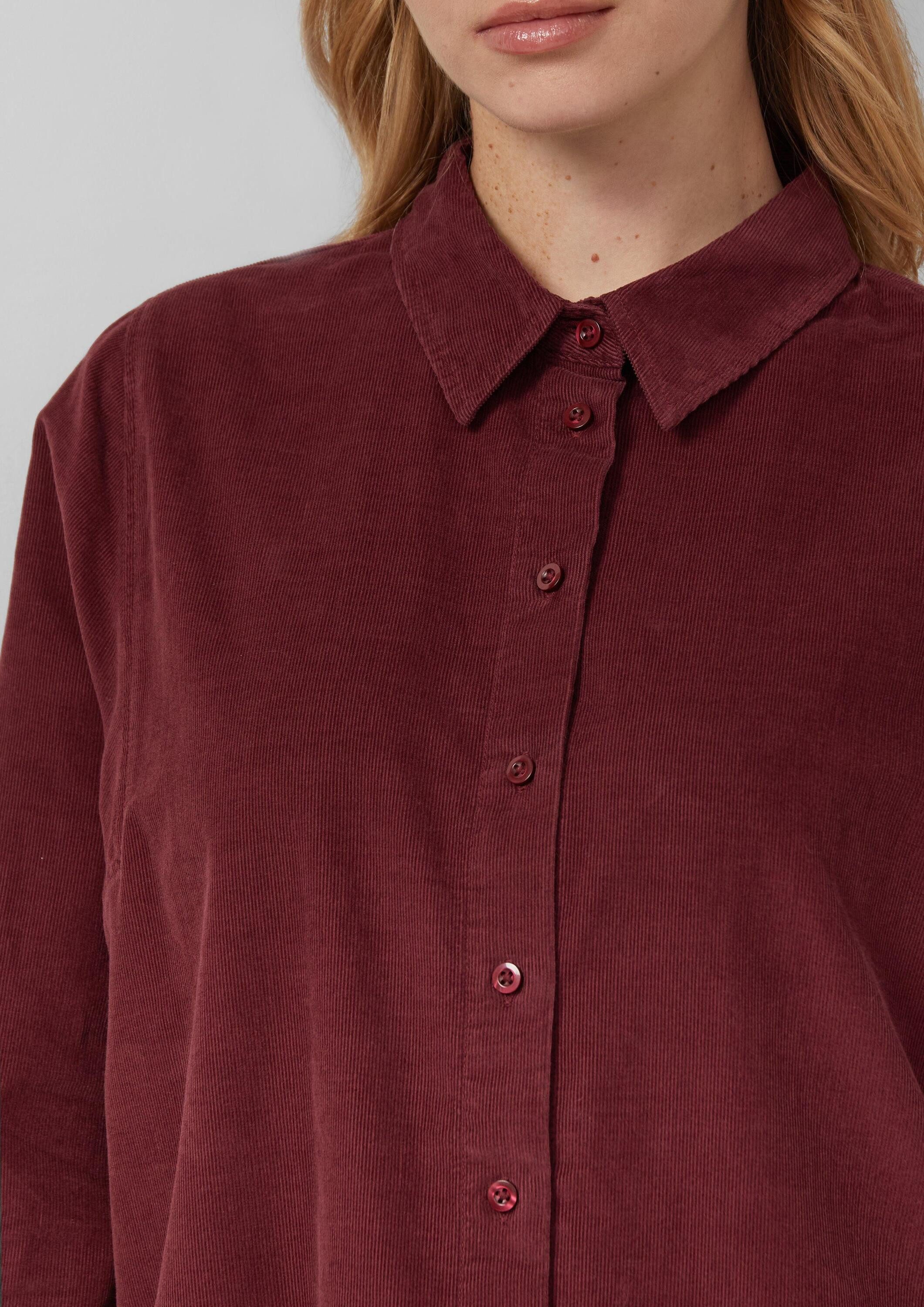 s.Oliver Langarmbluse Bluse Feincord-Bluse mit Hemdkragen