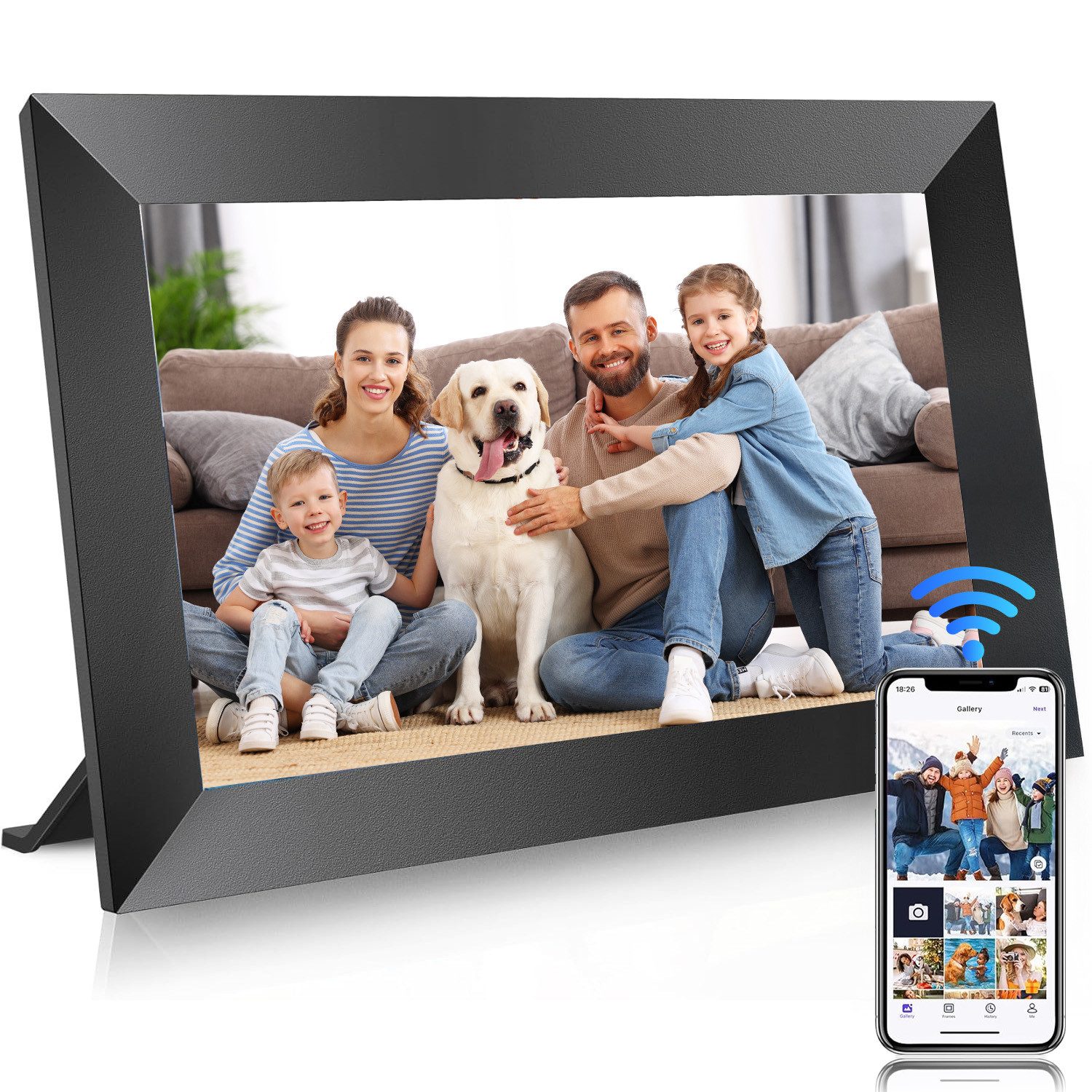 AKKEE 10,1 " Elektronischer Fotorahmen mit WiFi-Fotoübertragung Digitaler Bilderrahmen (1280x800 Pixel, 32 GB, 32GB)