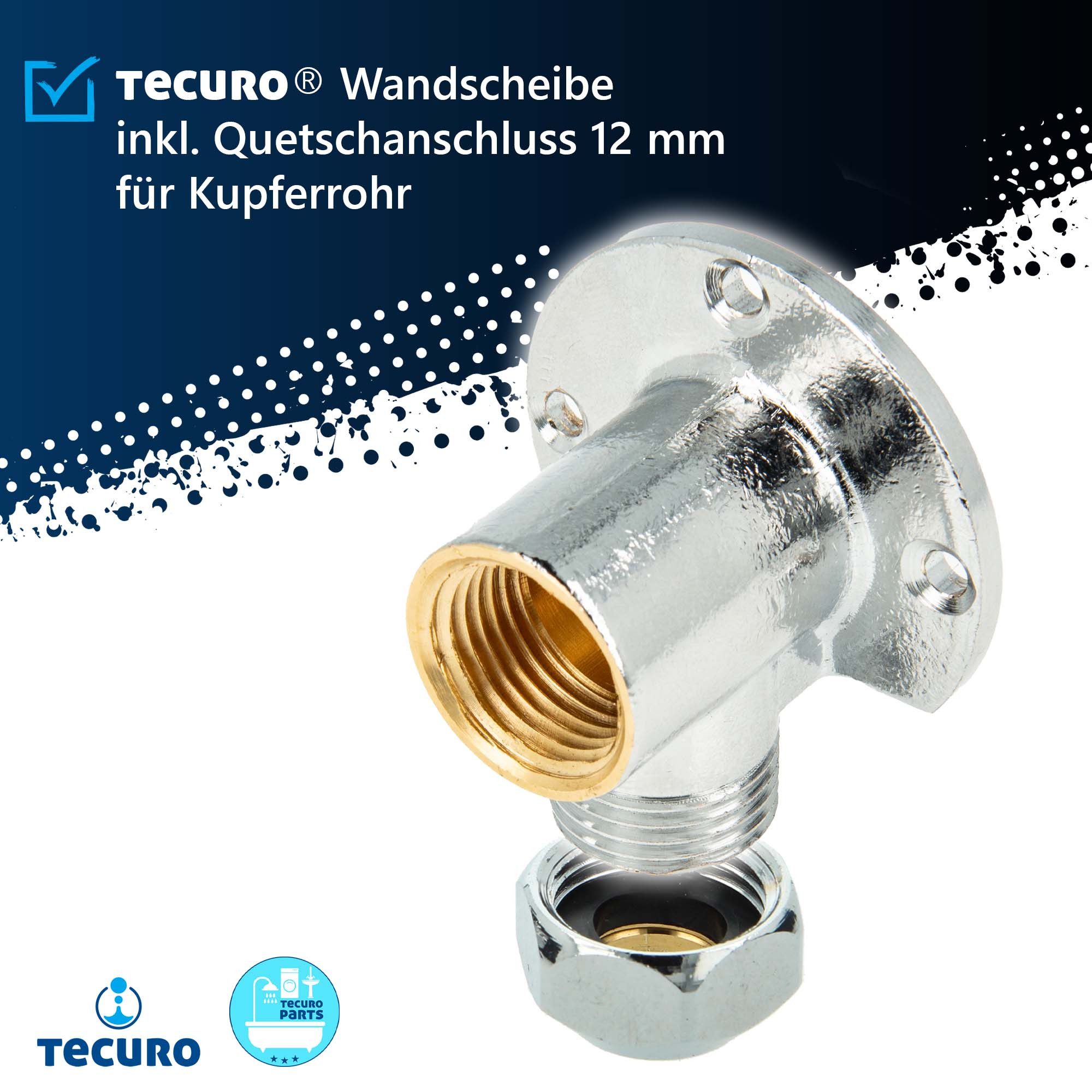 tecuro Gewindefitting Wandscheibe mit Innengewinde Rp 1/2 Zoll x 1/2 Zoll mit Ø 12 mm