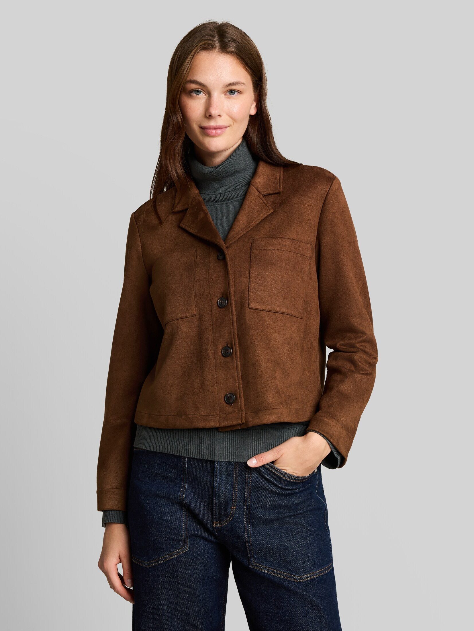 TOM TAILOR Jackenblazer Blazer Regular Fit Jacke in Wildleder-Optik