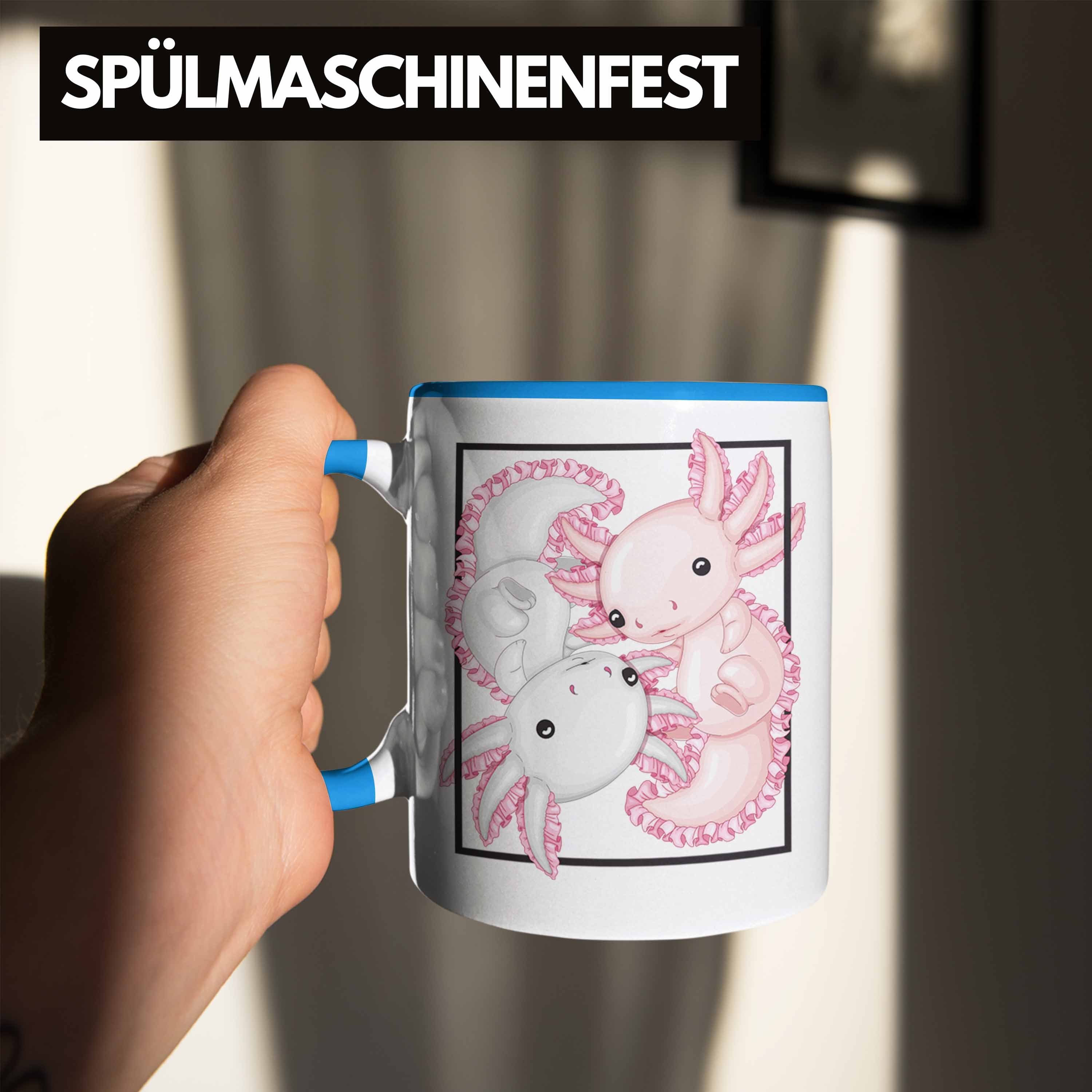 Trendation Tasse Tasse Geschenkidee Schwanzlurch Blau Axolotl Geschenk Besitzer