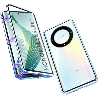 Wigento Handyhülle Für Honor Magic 5 Lite 360 Grad Magnet Glas Bumper Handy Tasche Hülle