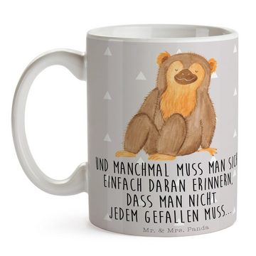 Mr. & Mrs. Panda Tasse Affe - Grau Pastell - Geschenk, Selbstachtung, Kaffeetasse, Selfcare, Keramik, Langlebige Designs