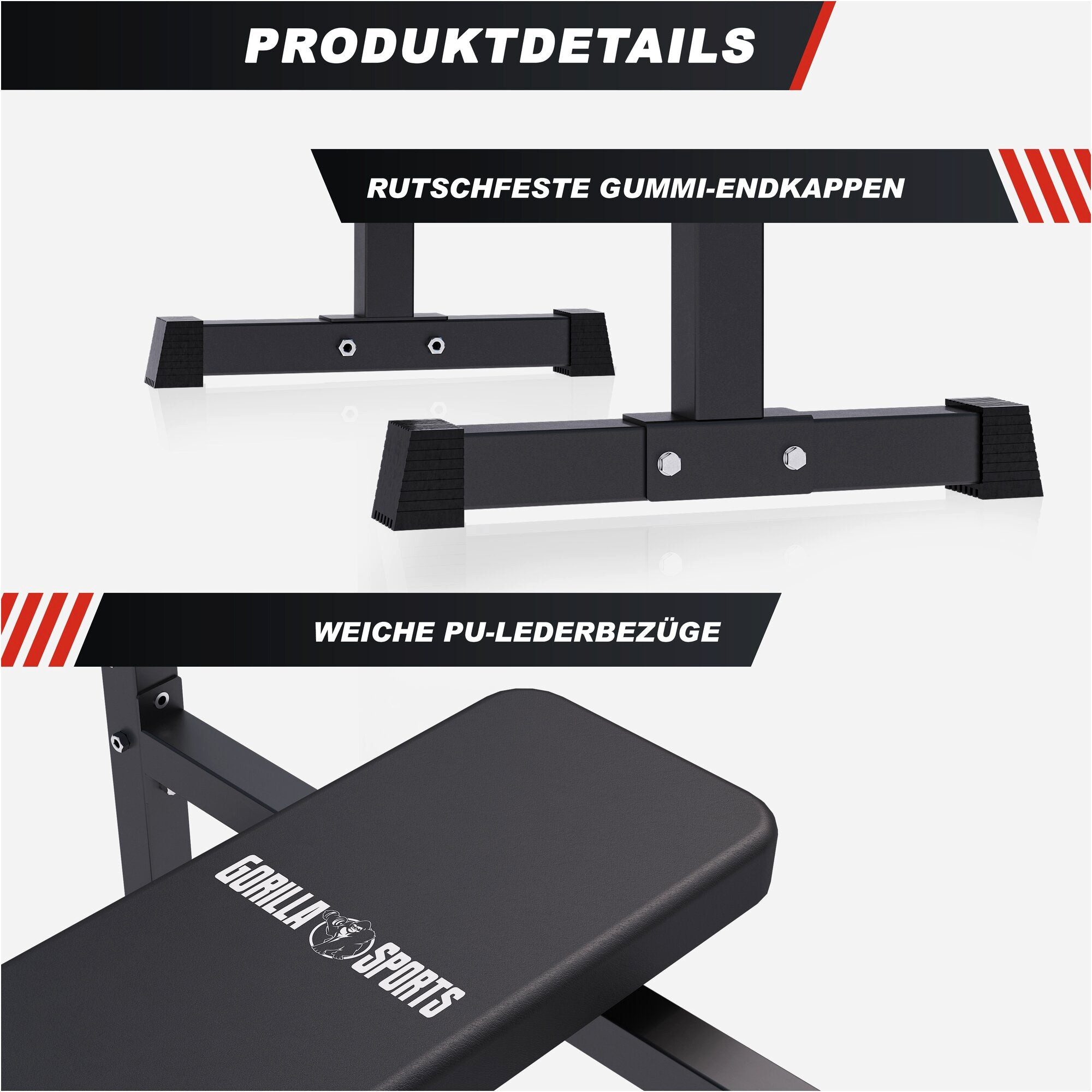 GORILLA SPORTS Hantelbank Hantelbank mit Ablage inkl. Hantelset, (8-tlg)