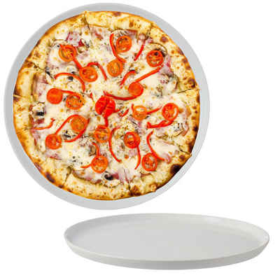 Annastore Pizzateller aus weißem Porzellan Servierteller Speiseteller Servierplatte Ø 27 cm, (2 St)