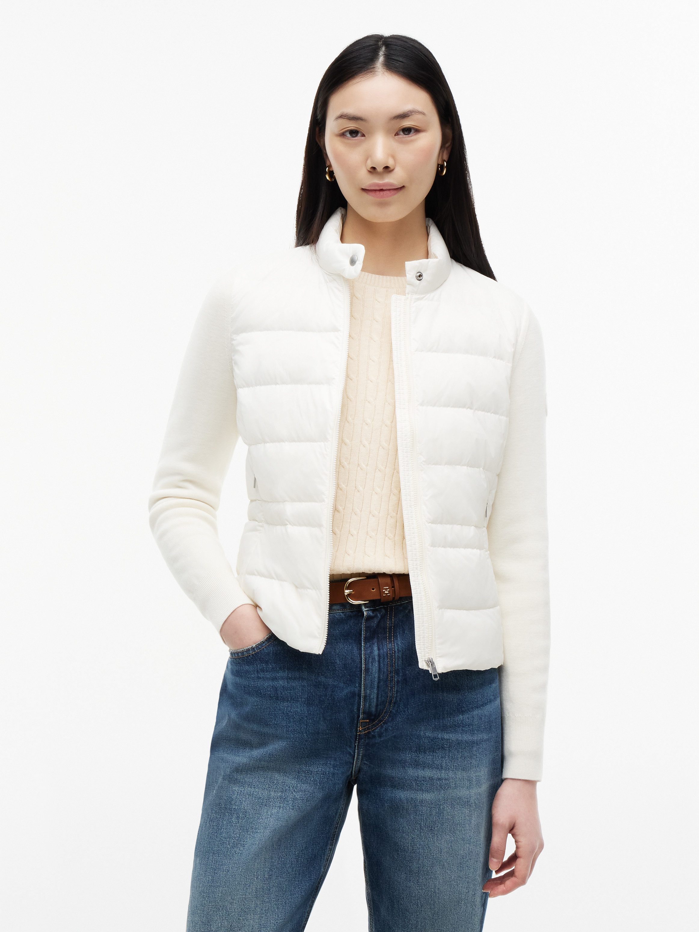 Tommy Hilfiger Daunenjacke LW DOWN KNIT MIX JACKET Stehkragen, Materialmix mit Steppqualität