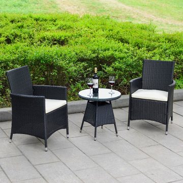 Ribelli Gartenlounge-Set Gartenmöbel Set, 3-teilig, schwarz/cream