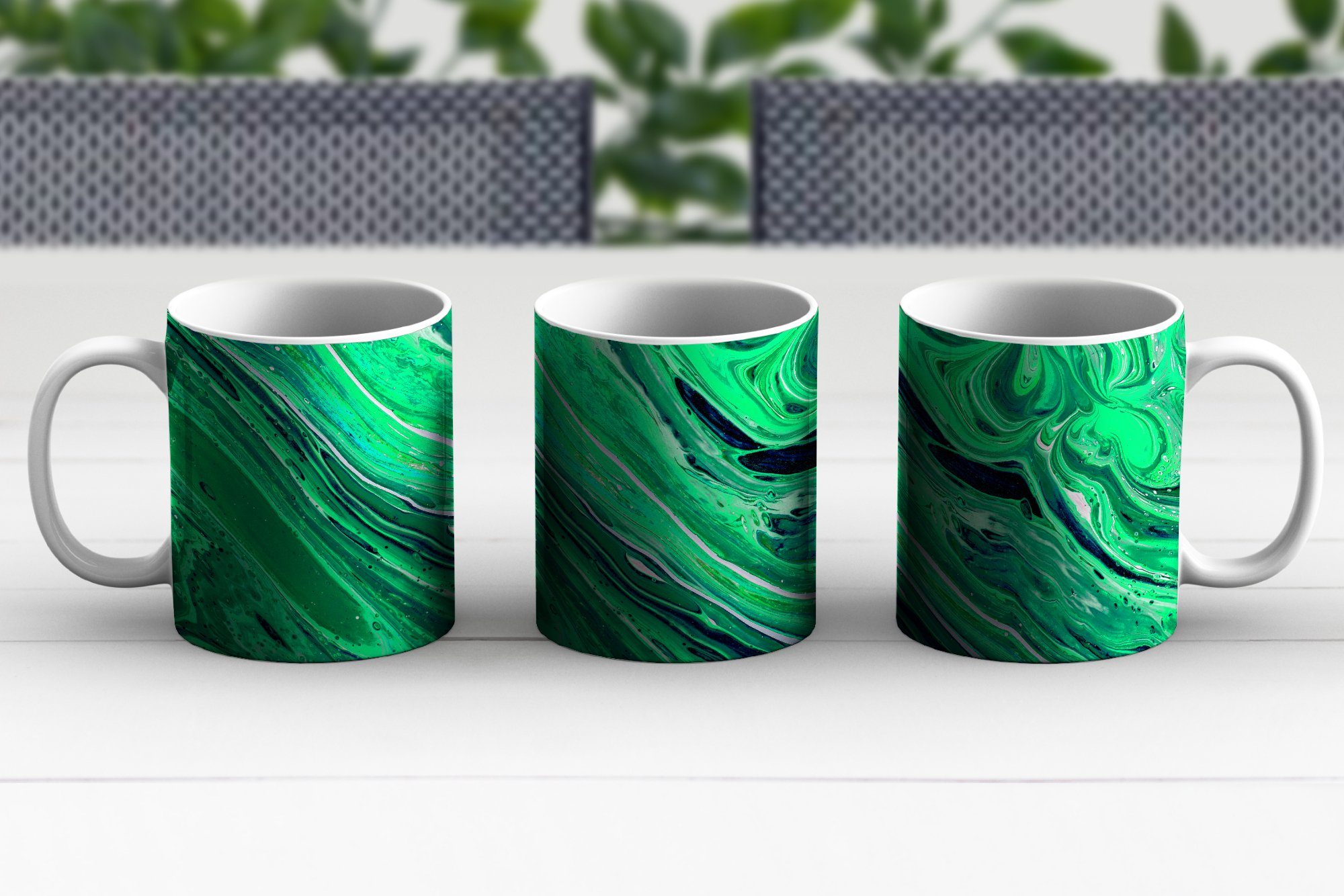 MuchoWow Tasse Marmor Keramik, Teetasse, Geschenk Kaffeetassen, Becher, Ölfarbe Grün, - - Teetasse