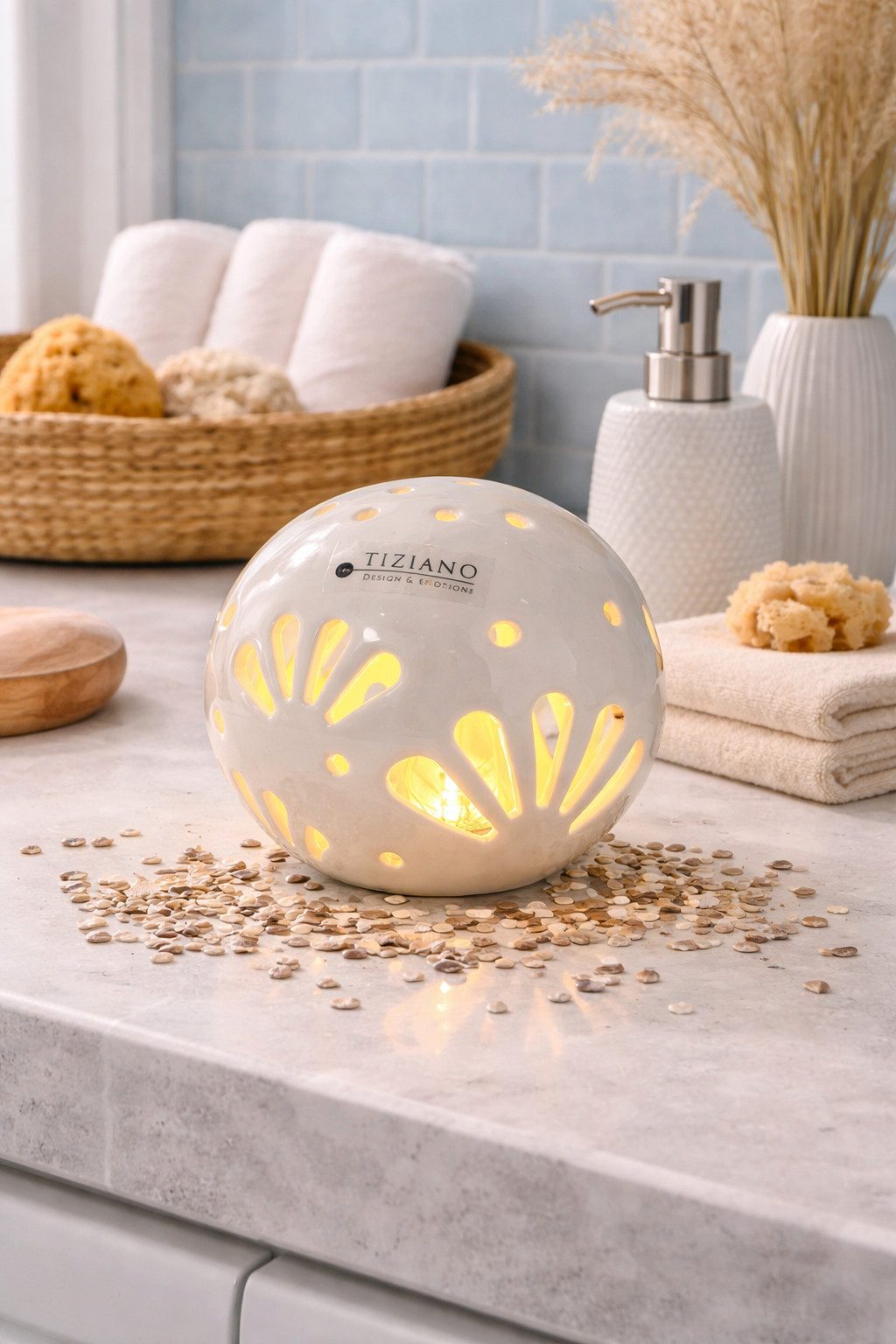 TIZIANO - DESIGN & EMOTIONS Dekofigur Lichtkugel Volano LED creme-weiß