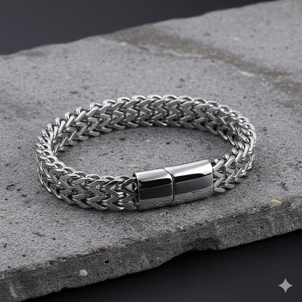 Taffstyle Armband Edelstahl Armband 8mm magnetischer Verschluss Fuchsschwanz (Geometrisch gewebtes Armband aus Chirurgenstahl mit Magnetverschluss), Ideal für den Alltag, Business und besondere Anlässe