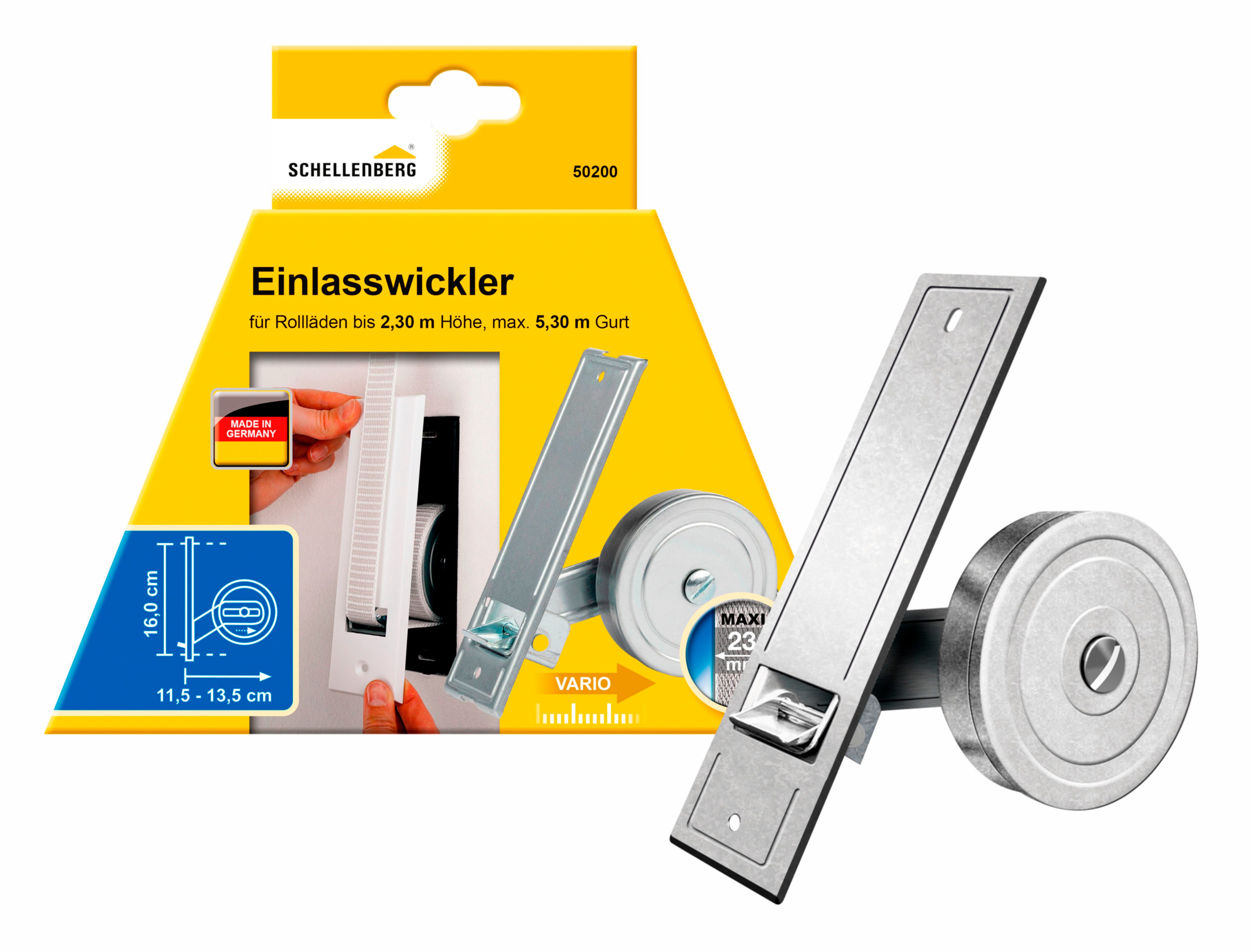 SCHELLENBERG Einlass-Gurtwickler für das Rollladensystem Maxi, Lochabstand 16 cm, Unterputz-Montage, Gurtbreite 23 mm, Set, 1-tlg., für Rollladengurte mit 23 mm Breite
