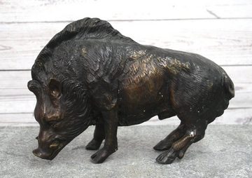 Bronzeskulpturen Skulptur Bronzefigur kleines Wildschwein Eber Keiler Wildtier Dekoration