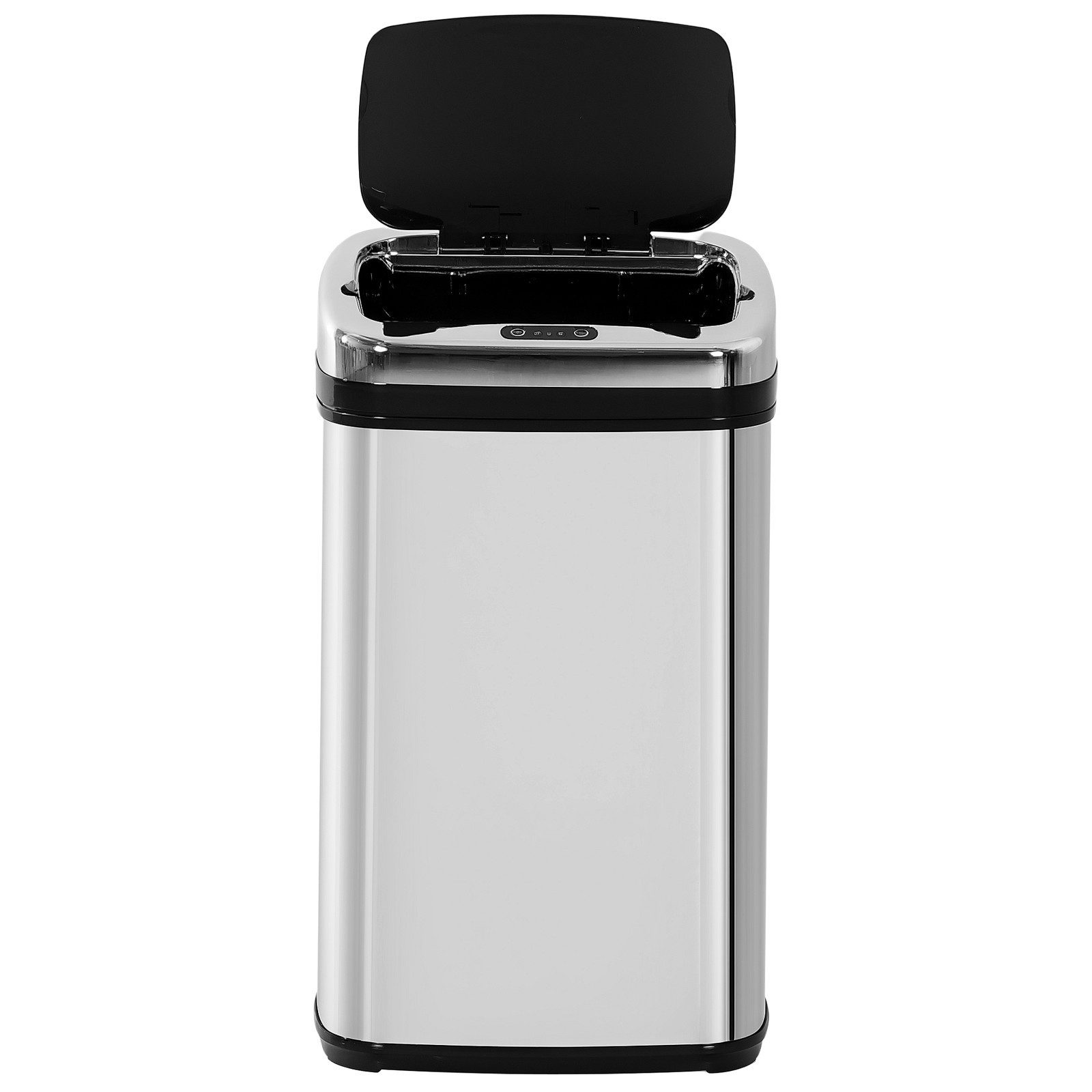 HOMCOM Mülleimer Edelstahl Automatik Sensor Abfalleimer, Schwarz+Silber 33 x 25 x 58 cm