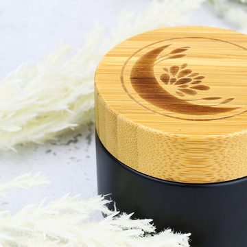 Wachsmann Bienenprodukte Dose Glastiegel in matt schwarz, mit Bambusdeckel für Deine DIY Kosmetik, Mit Geschenkverpackung