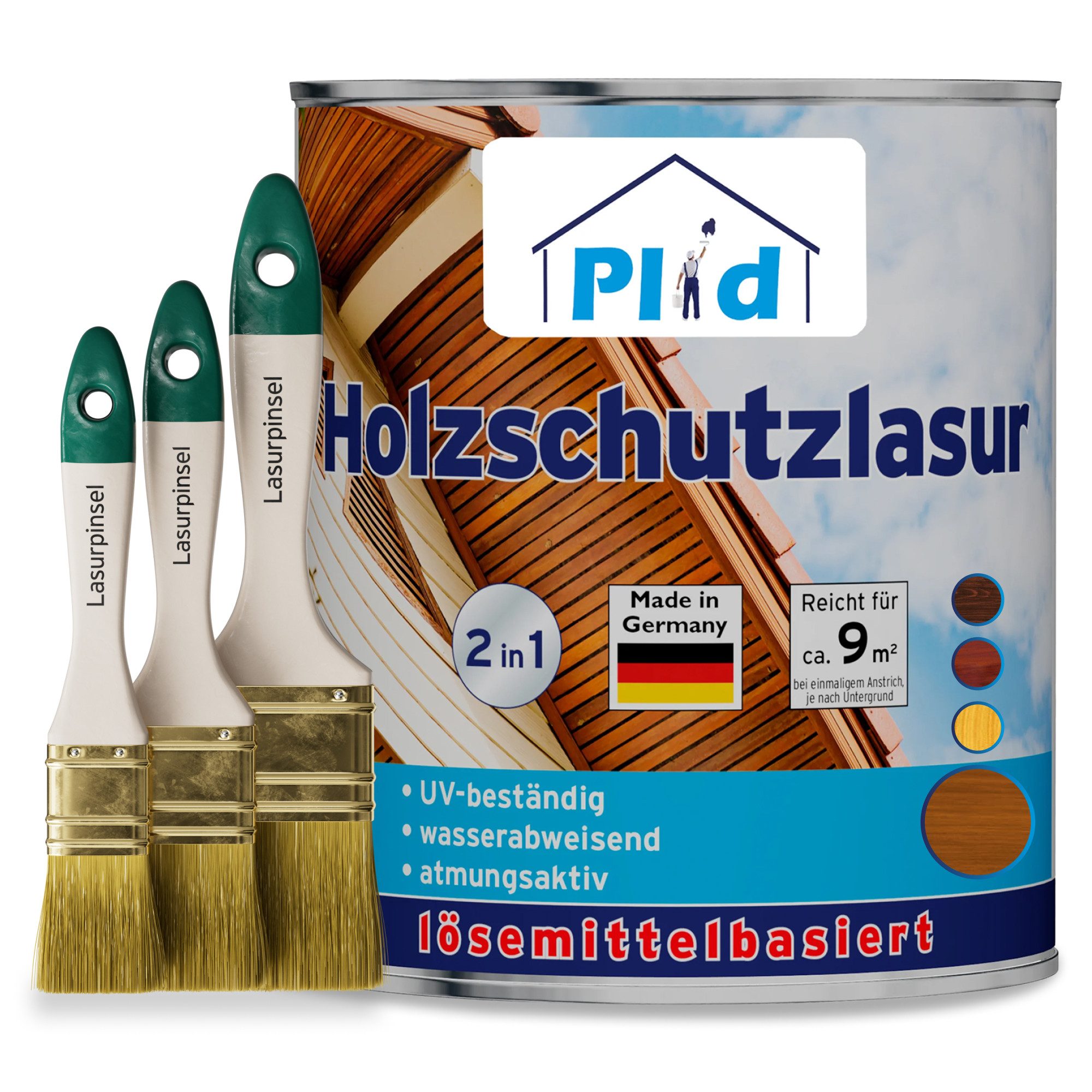 plid Holzschutzlasur Premium Holzschutzlasur Holzlasur Holzschutz Holzgrundierung Set, Schnelltrocknend