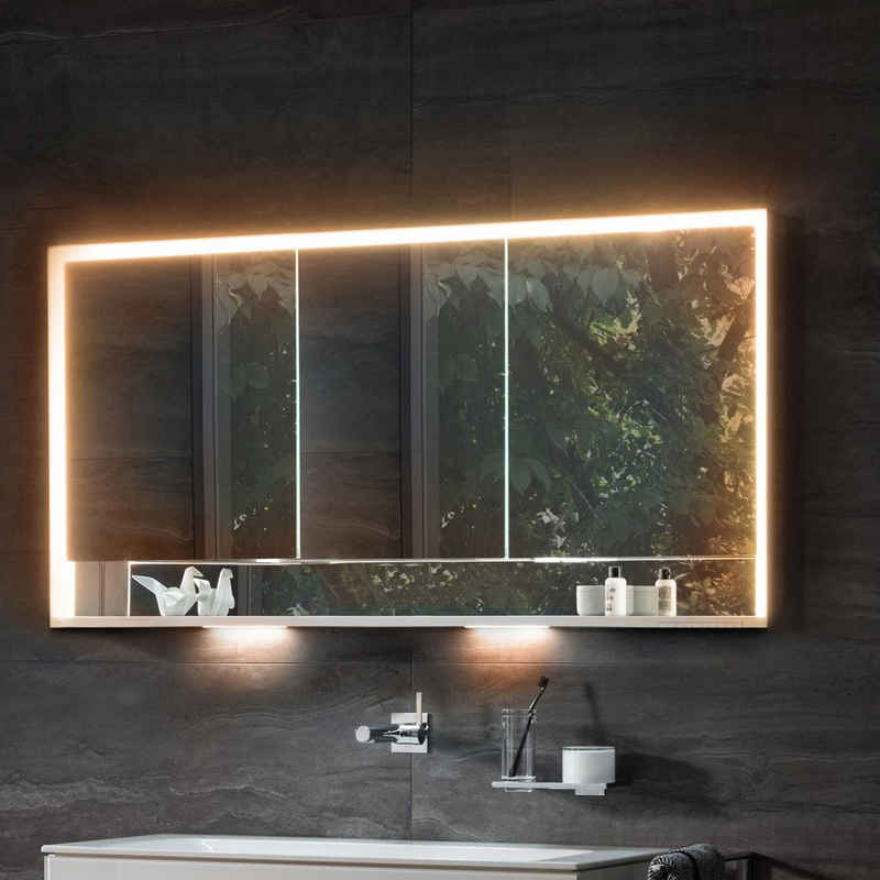 Keuco Badezimmerspiegelschrank »Royal Lumos« (Spiegelschrank mit LED-Beleuchtung, dimmbar) einstellbare Lichtfarbe, Aluminium-Korpus, 3-türig, 120cm