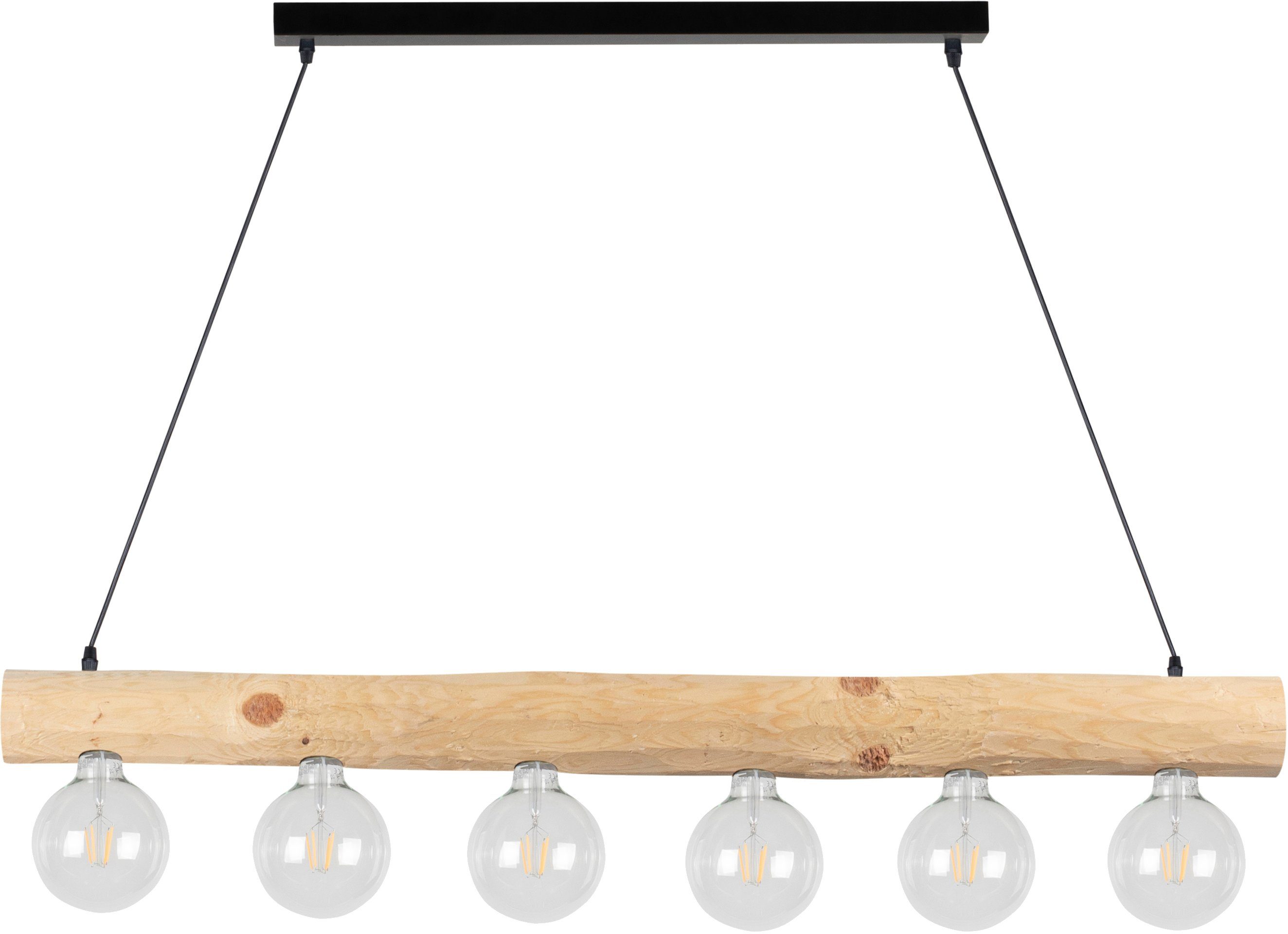 SPOT Light Pendelleuchte TRABO SIMPLE, aus Holzbalken Leuchtmittel massivem Ø cm Kiefernholz wechselbar, Hängeleuchte, 8-12